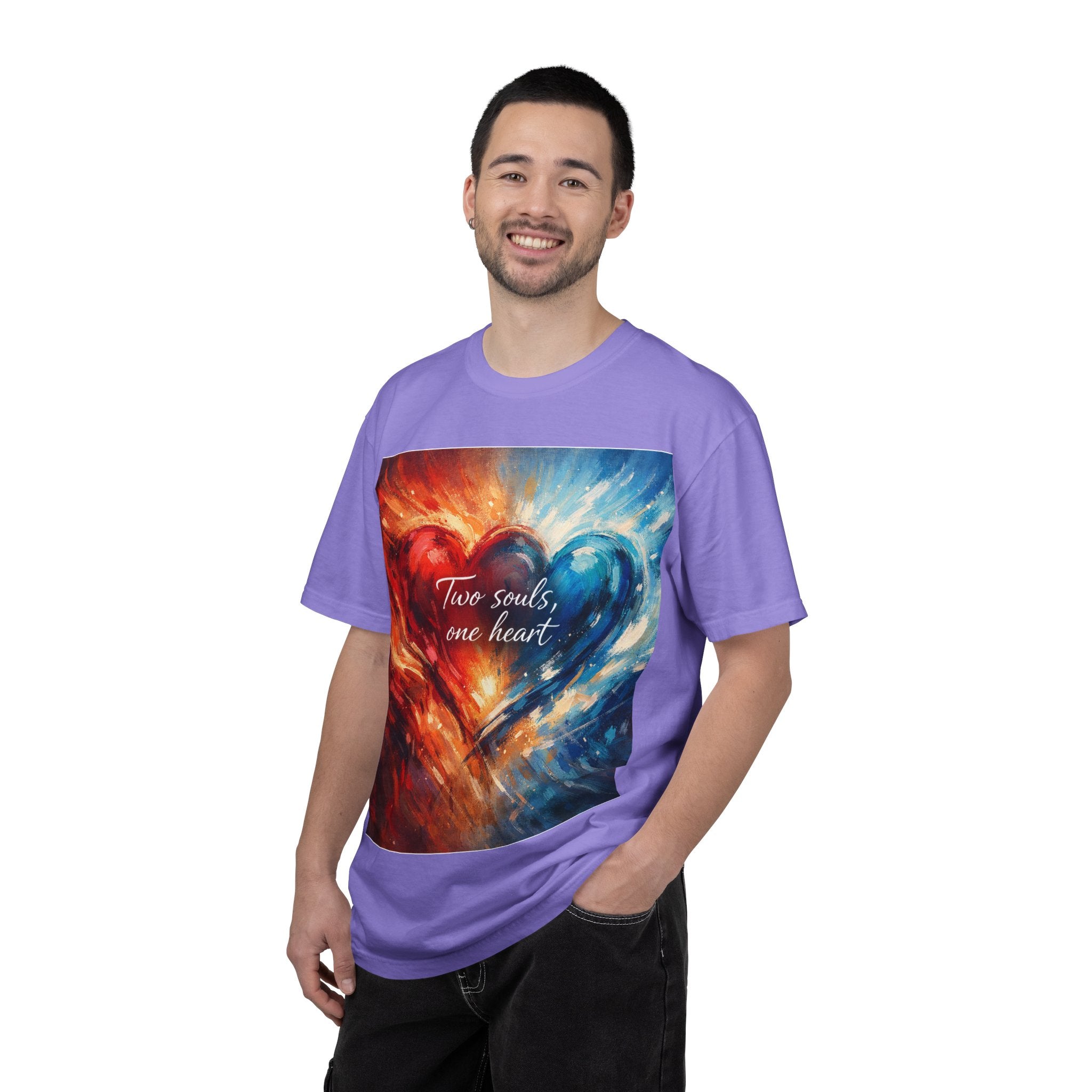 Two Souls One Heart Fiery and Ocean Heart Art T-Shirt