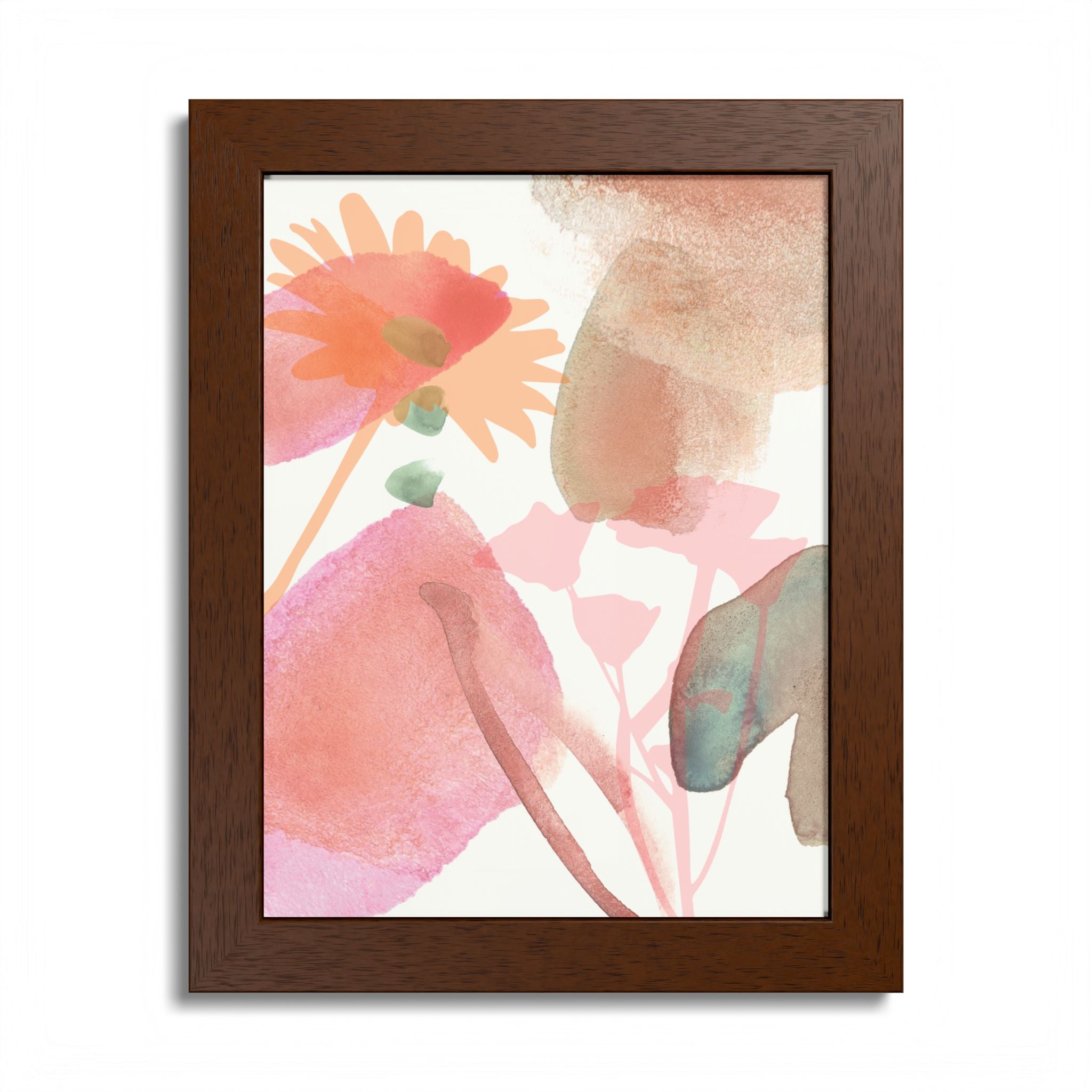 Multi-Color Abstract & Floral Design Framed Poster