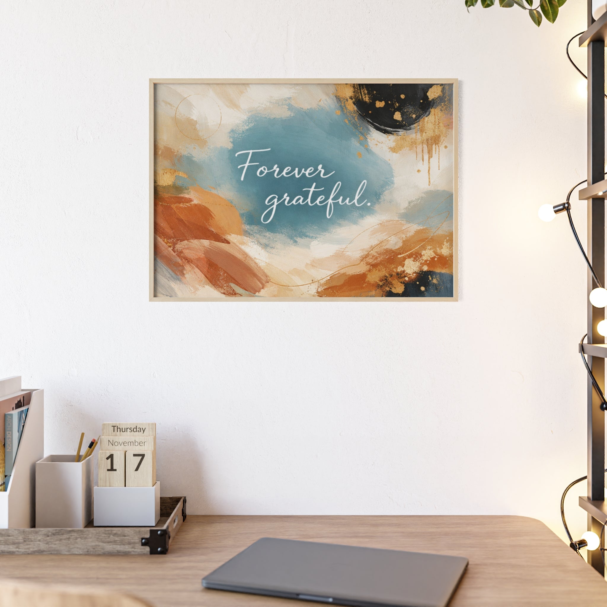Forever Grateful Framed Poster Abstract Watercolor Wall Art