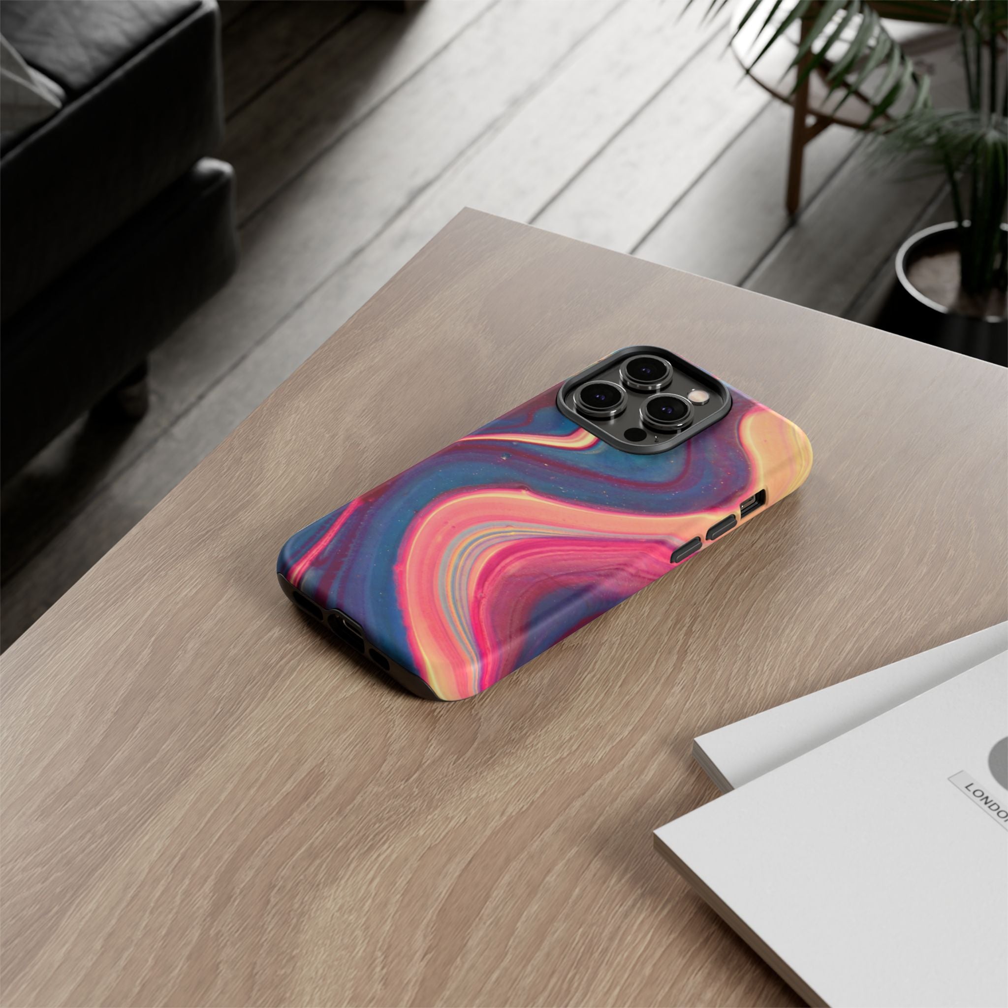 Colorful Wavy Marble Swirl Protective Phone Case