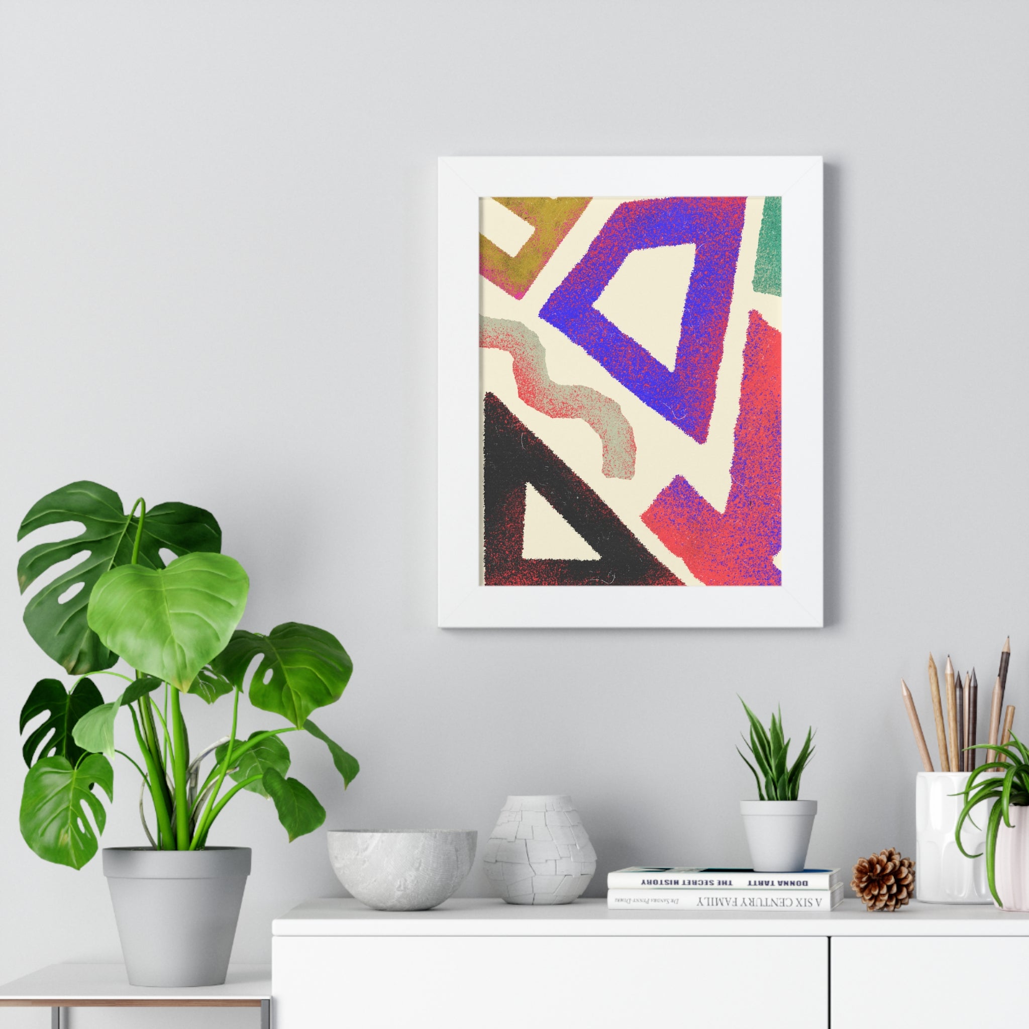 Abstract Colorful Geometric Framed Poster