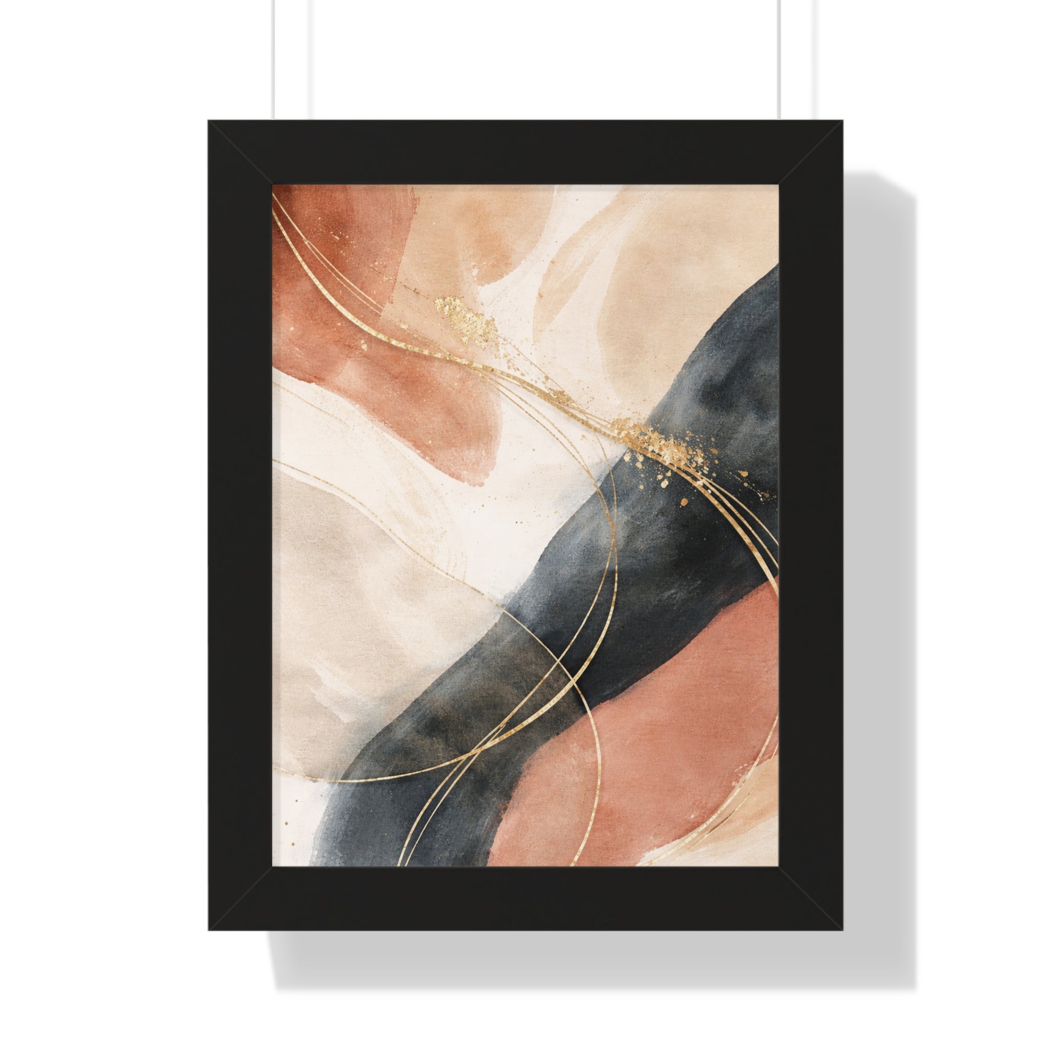Modern Abstract Earth Tone Wall Art Poster with Gold Accents