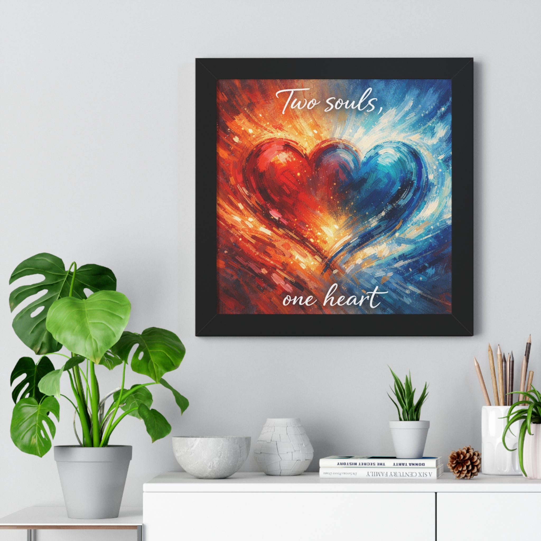 Two Souls One Heart Romantic Framed Poster