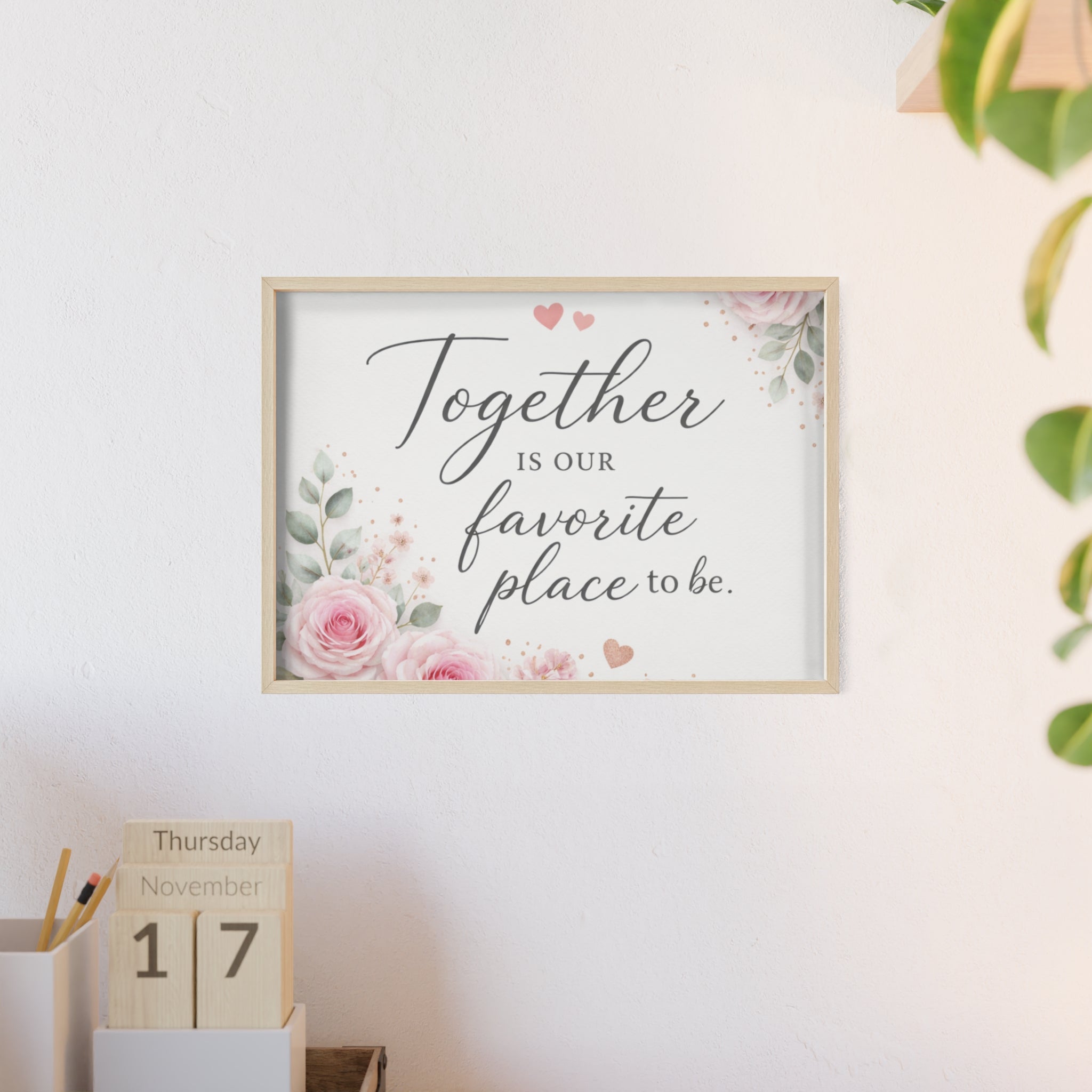 Together Is Our Favorite Place To Be Framed Floral Wall Art