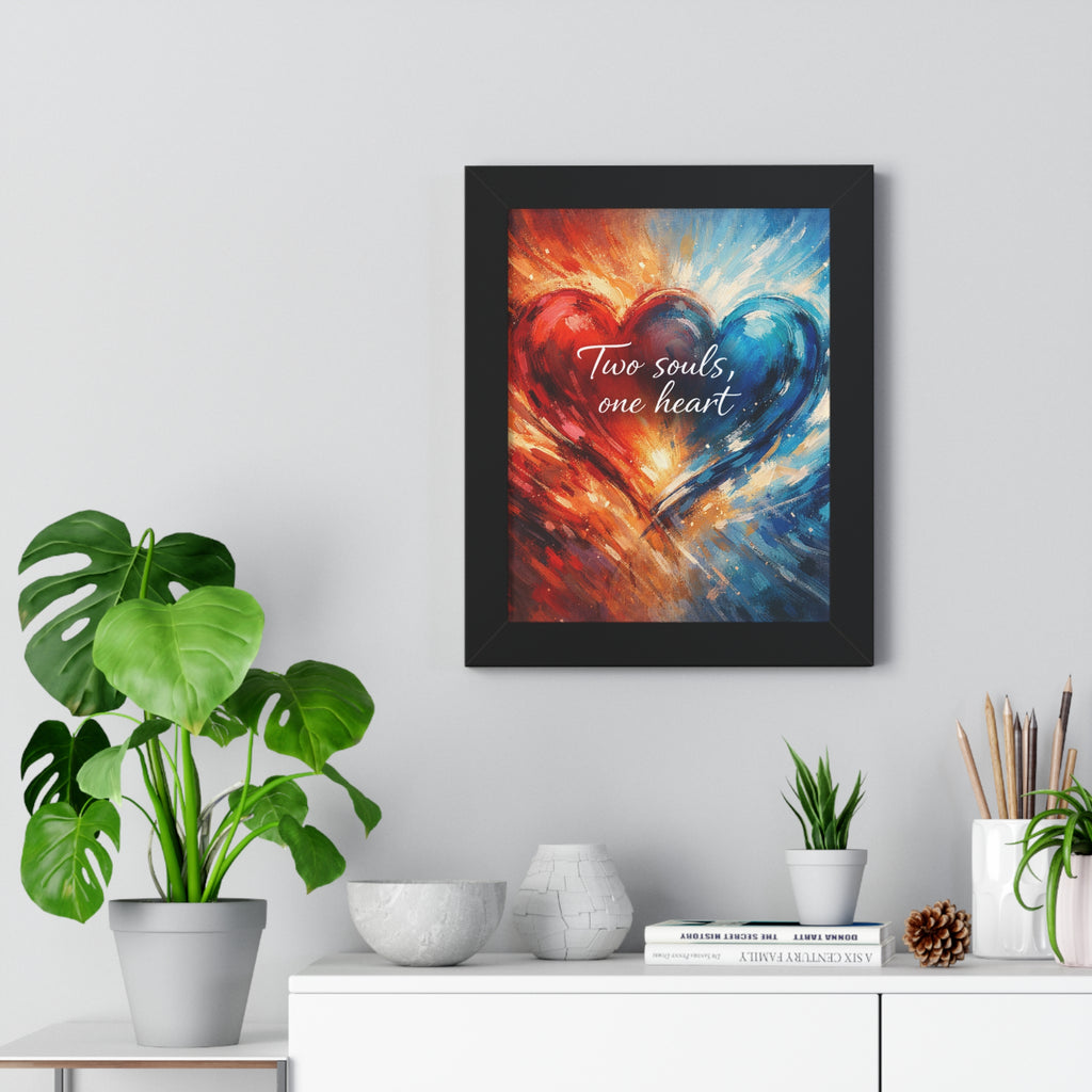 Two Souls One Heart Romantic Art Framed Poster