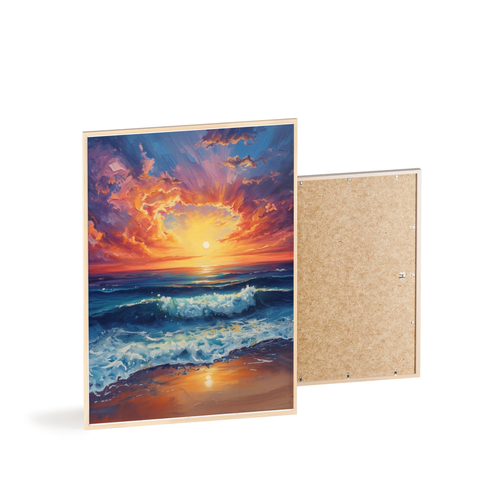 Sunset Ocean Vibrant Seascape Framed Poster