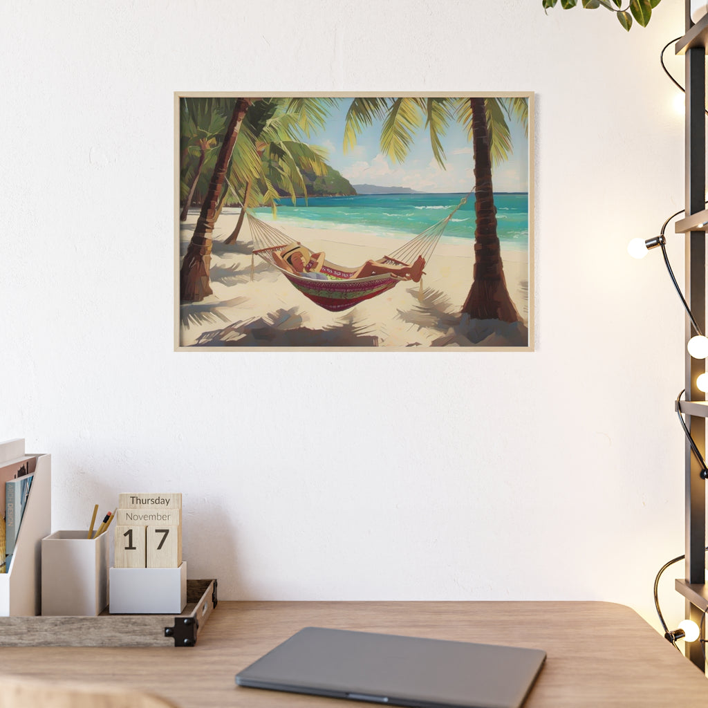Tropical Beach Hammock Framed Poster