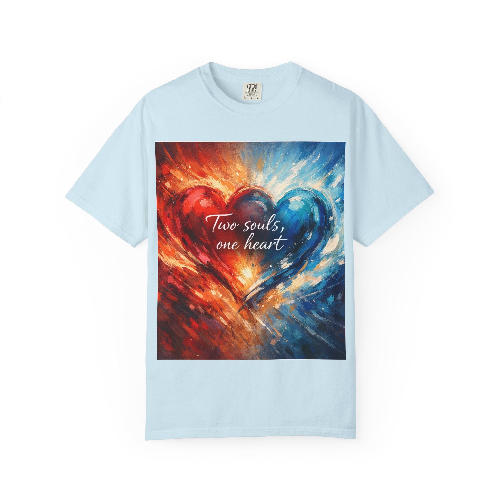 Two Souls One Heart Fiery and Ocean Heart Art T-Shirt