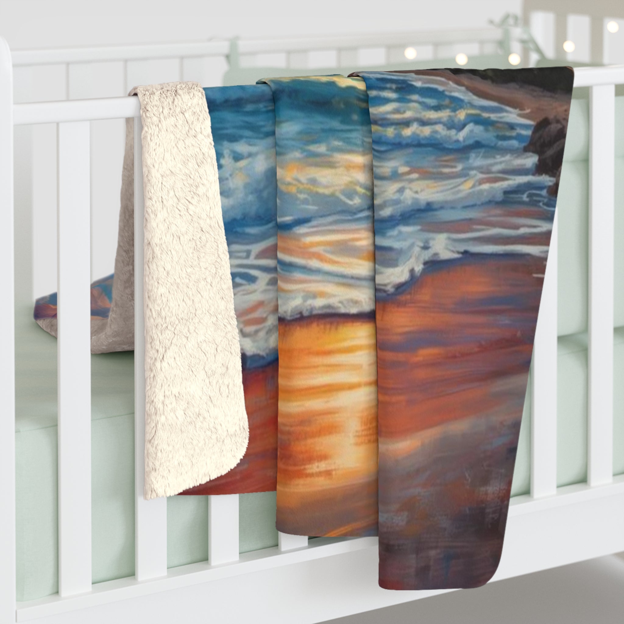 Beach Sunset Sherpa Fleece Blanket