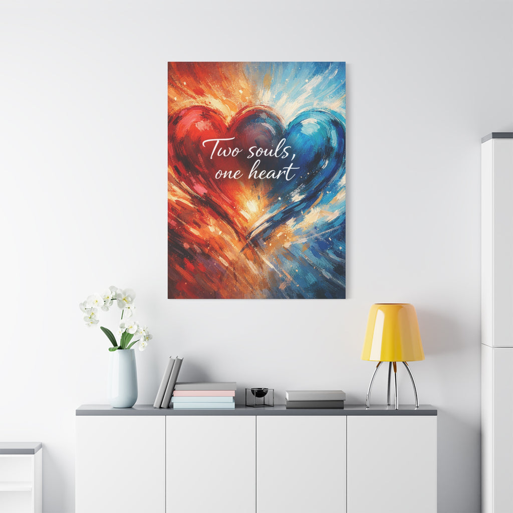 Two Souls One Heart Intertwined Heart Matte Canvas