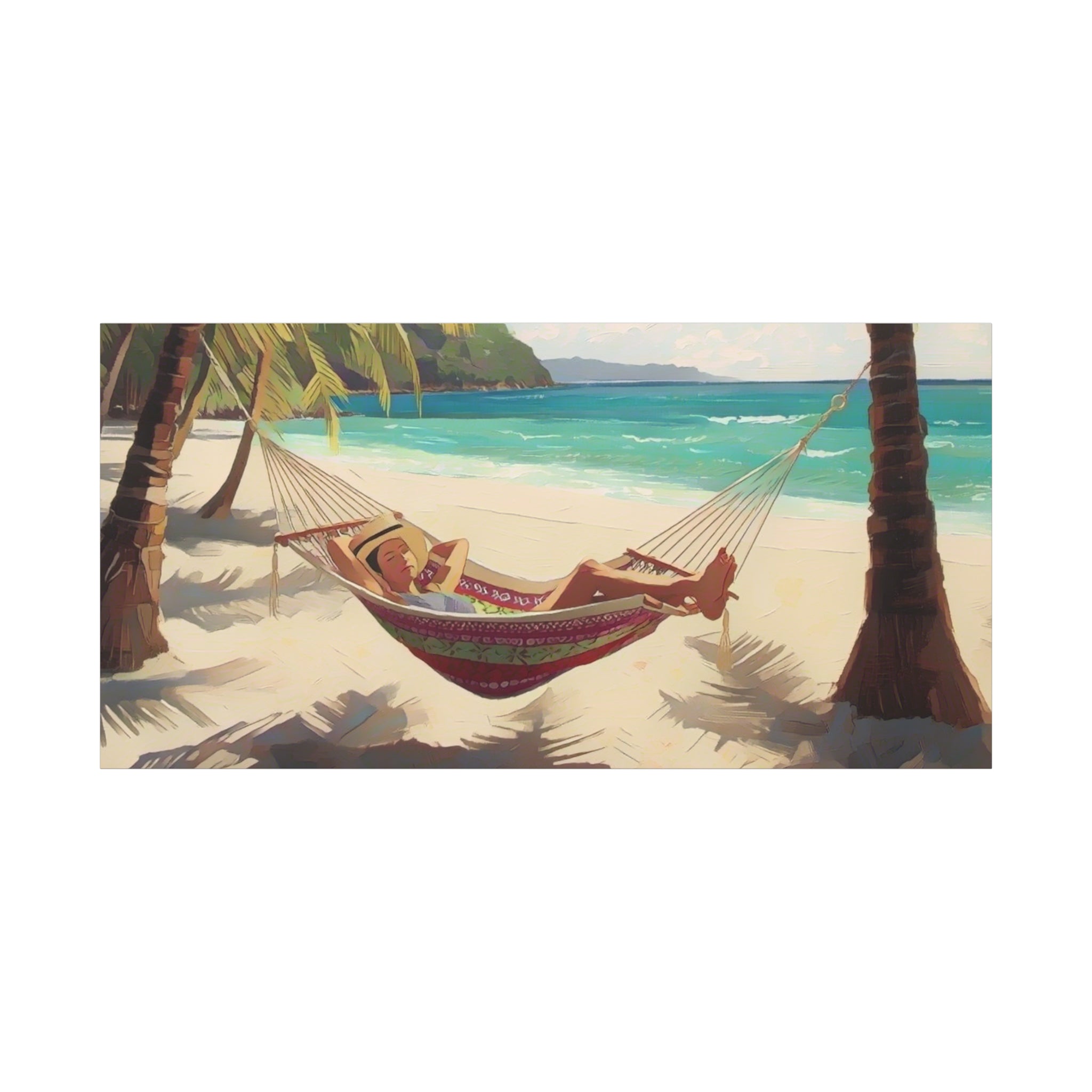 Tropical Beach Hammock Canvas Wall Art
