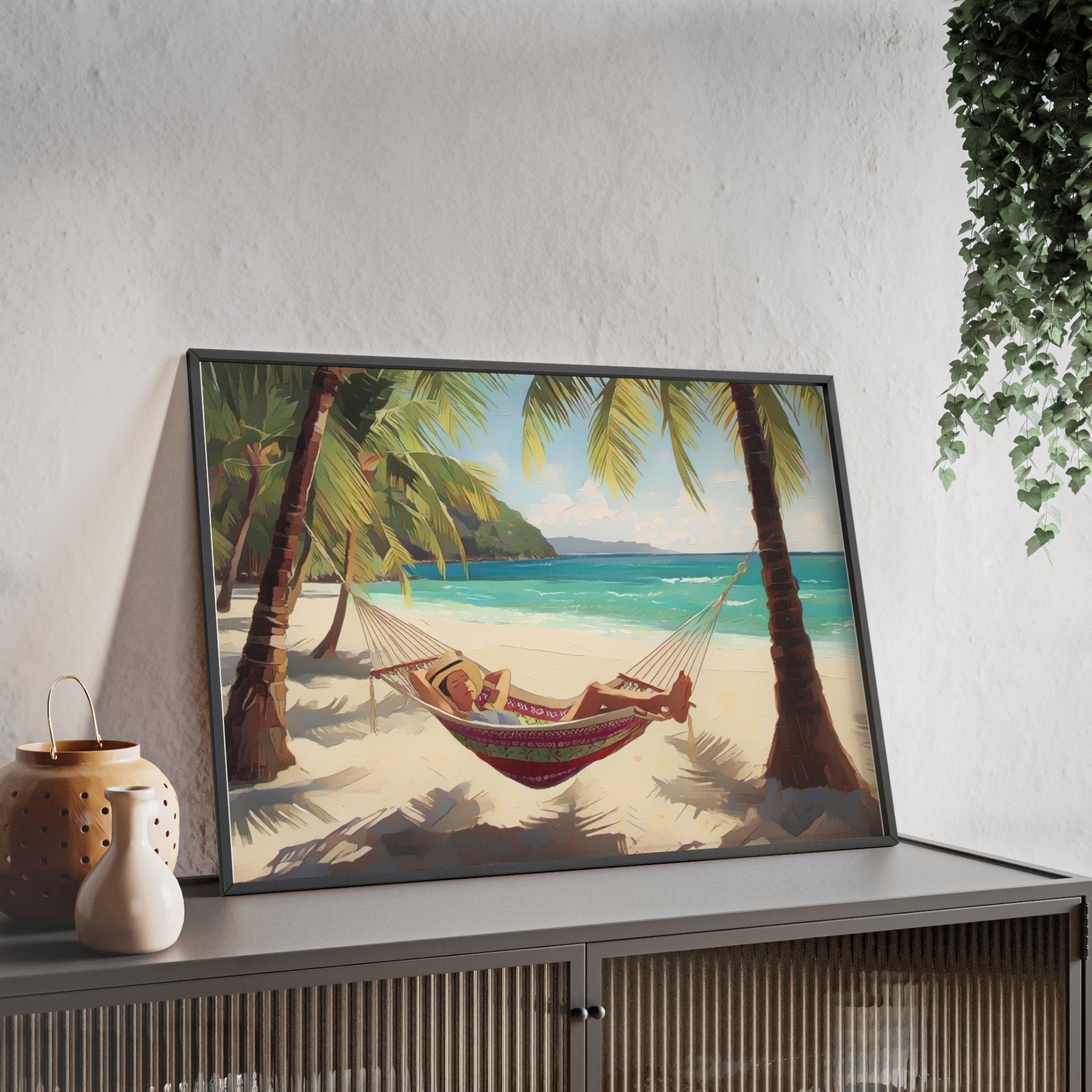 Tropical Beach Hammock Framed Poster