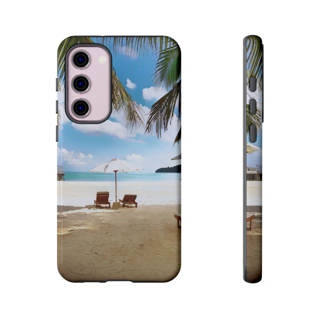 Beach Paradise Tropical Palm Beach Scene Tough Phone Case
