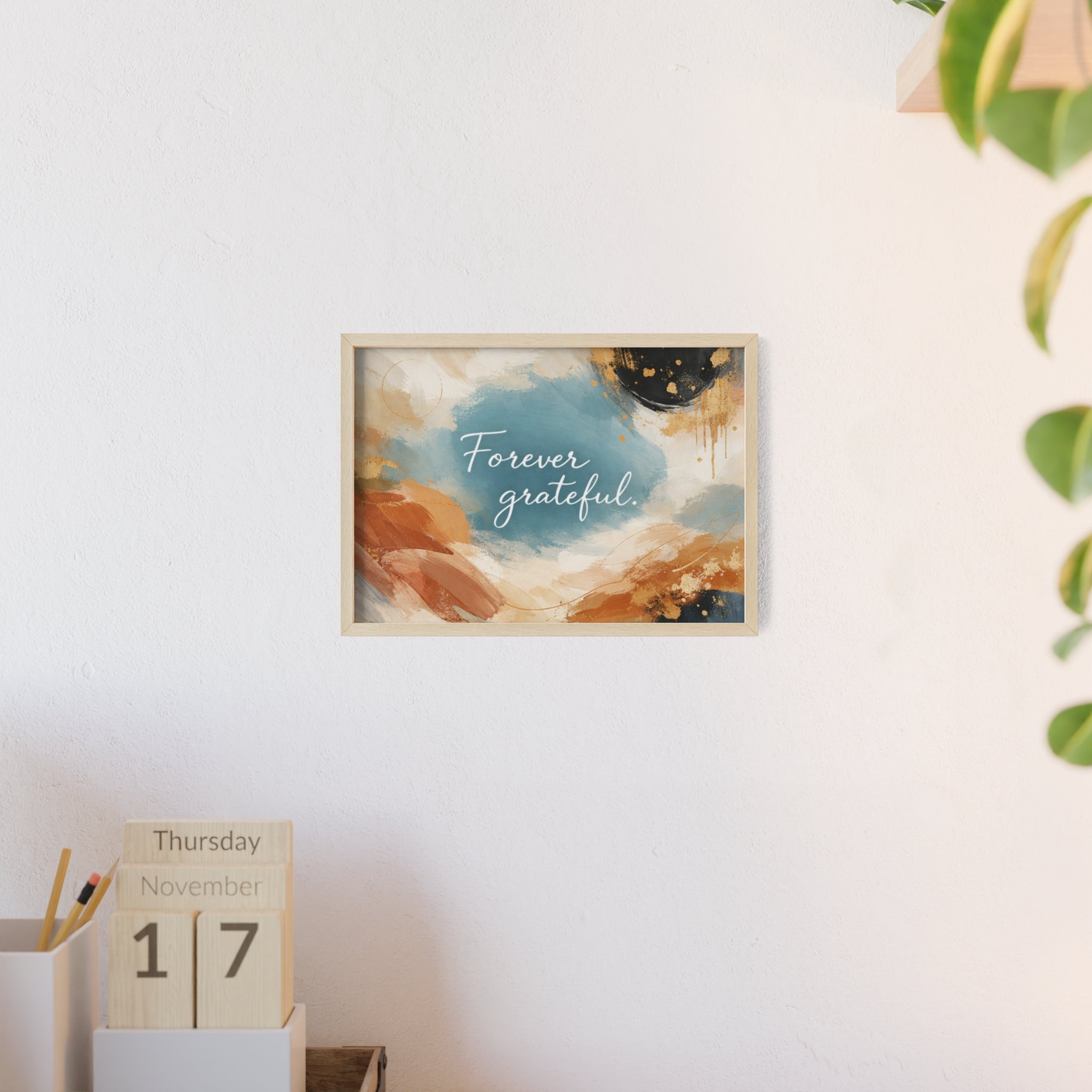 Forever Grateful Framed Poster Abstract Watercolor Wall Art