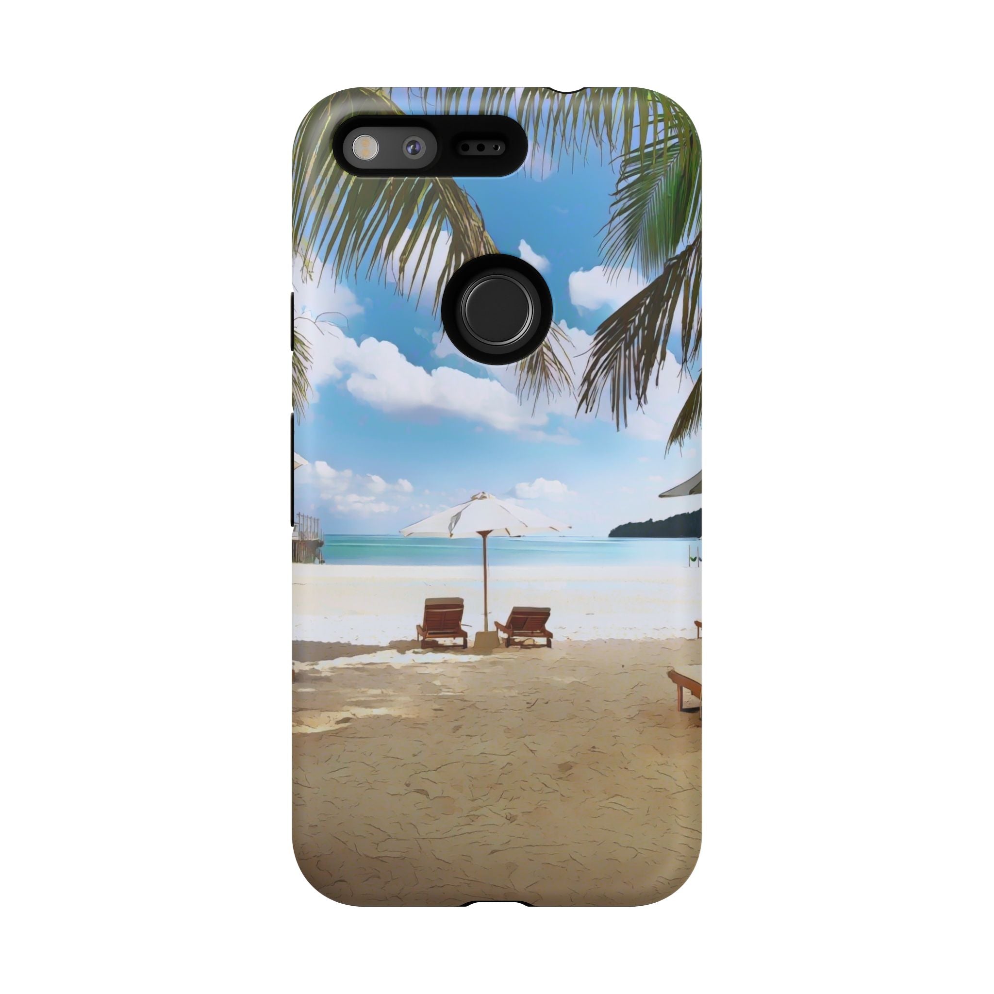Beach Paradise Tropical Palm Beach Scene Tough Phone Case