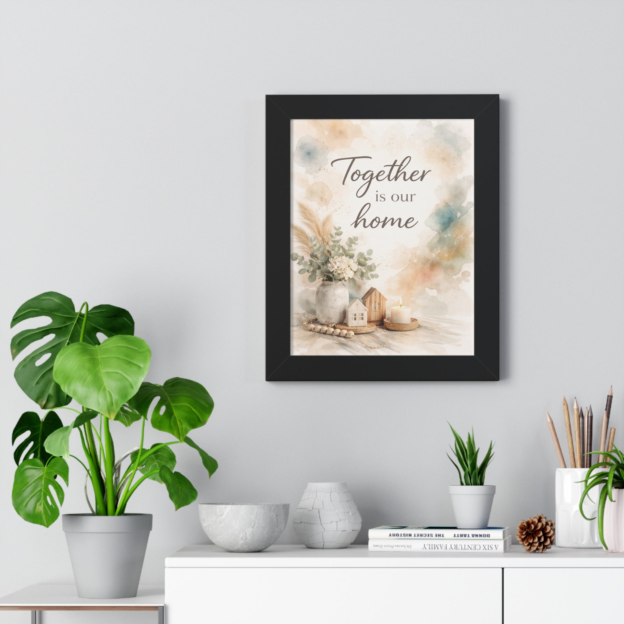 Together Is Our Home Framed Poster — Watercolor Wall Art