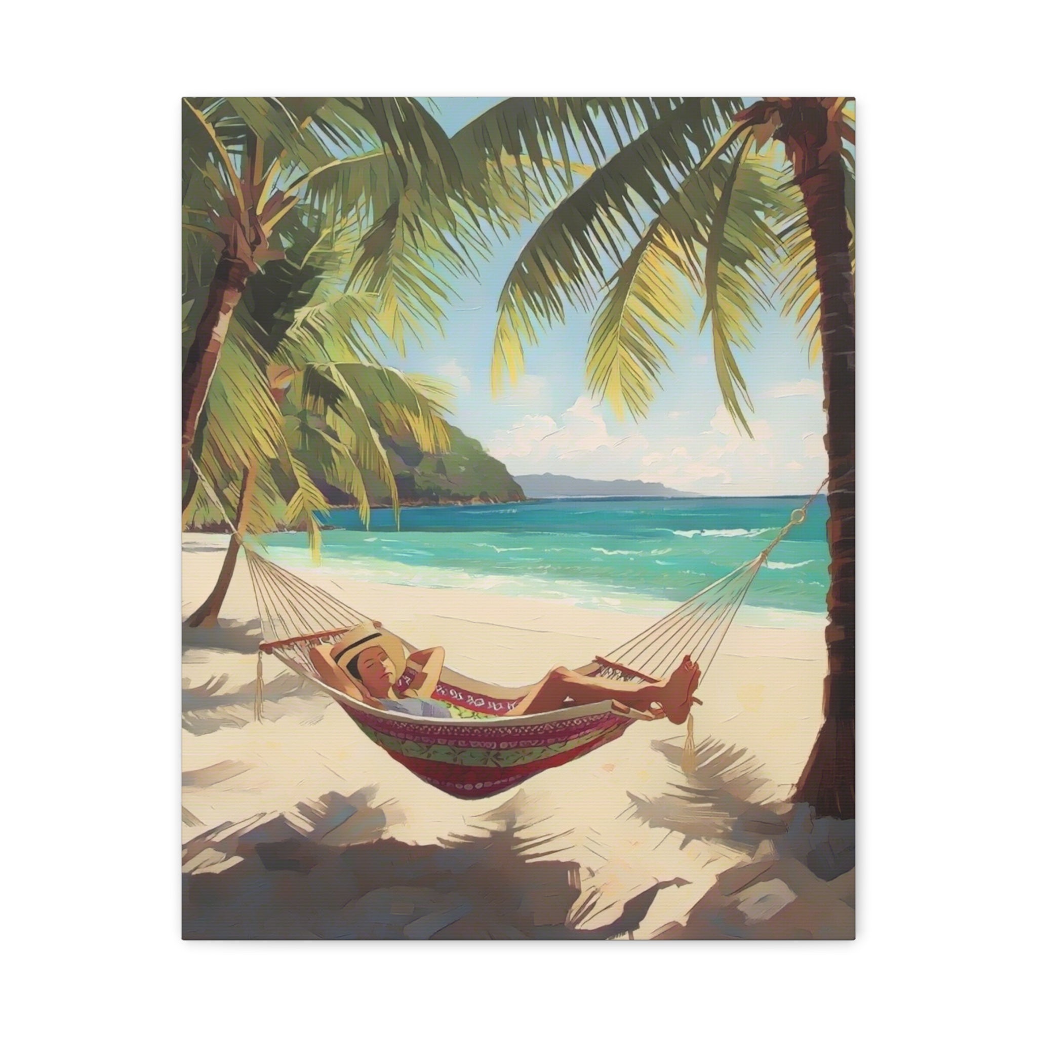 Tropical Beach Hammock Canvas Wall Art