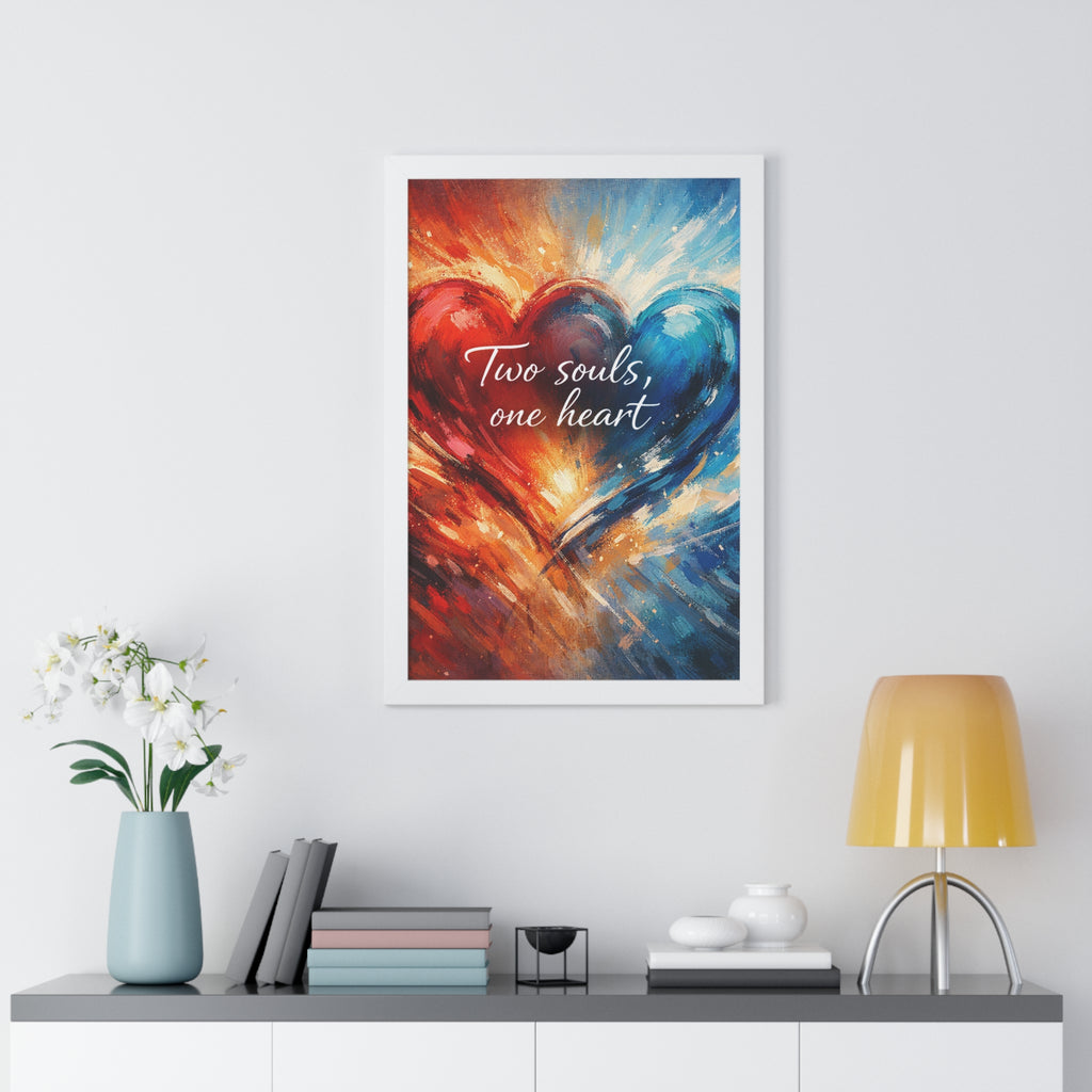 Two Souls One Heart Romantic Art Framed Poster