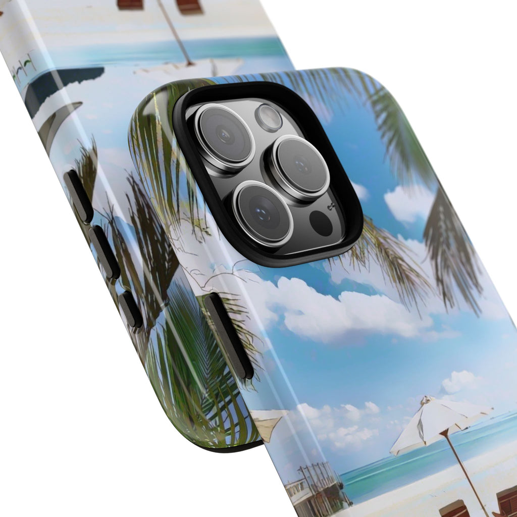 Beach Paradise Tropical Palm Beach Scene Tough Phone Case