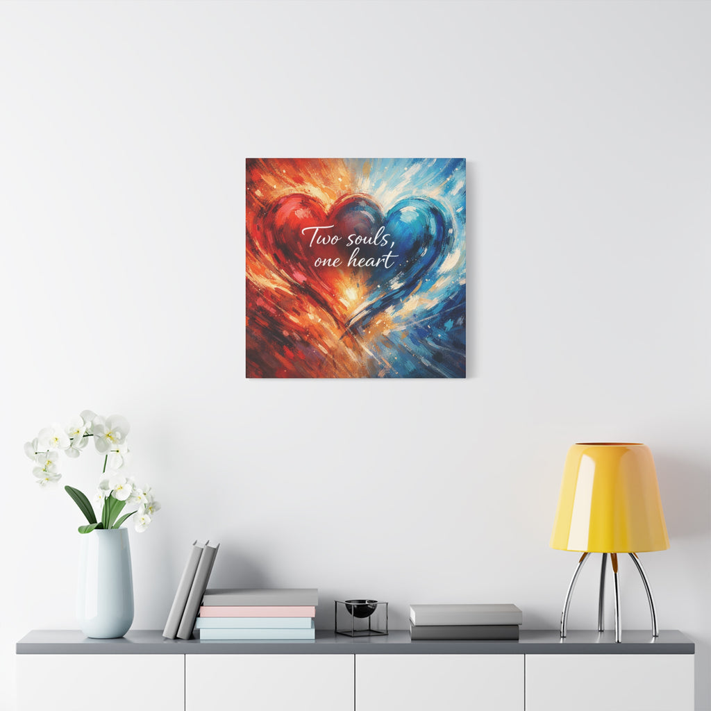 Two Souls One Heart Intertwined Heart Matte Canvas