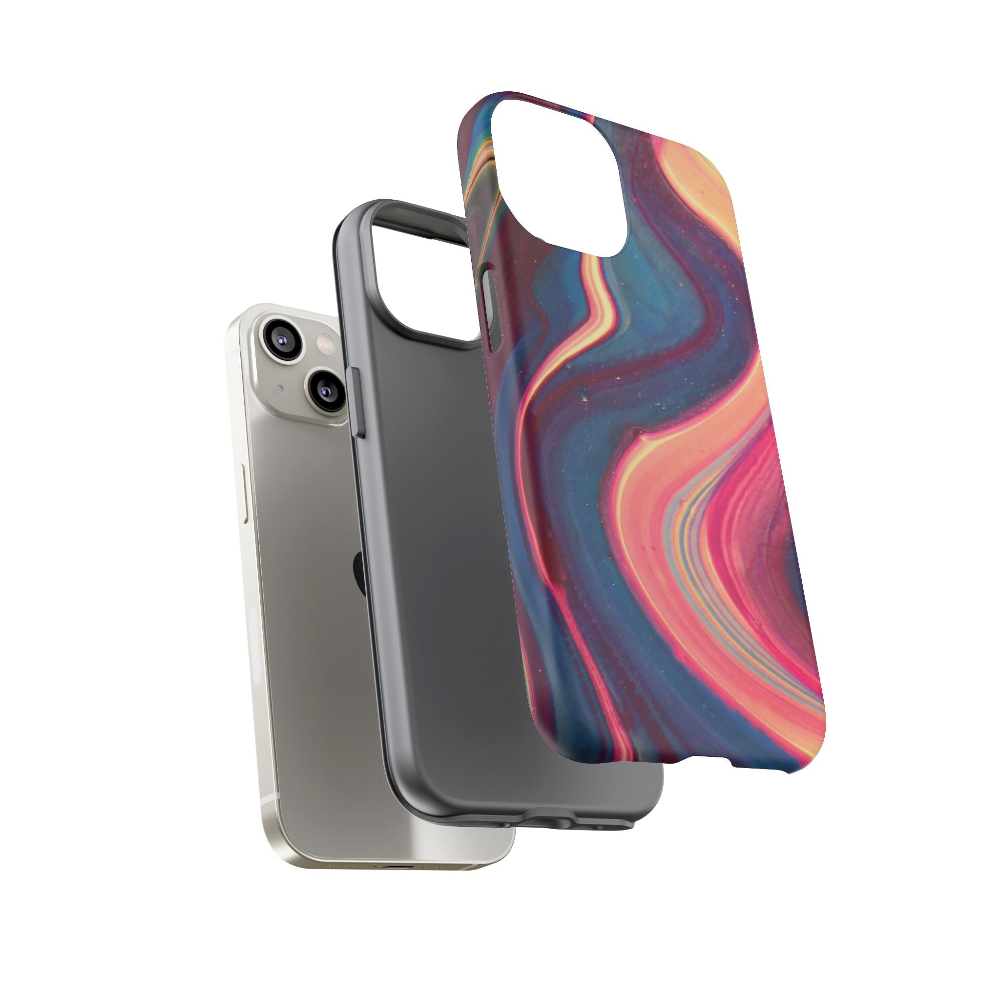 Colorful Wavy Marble Swirl Protective Phone Case