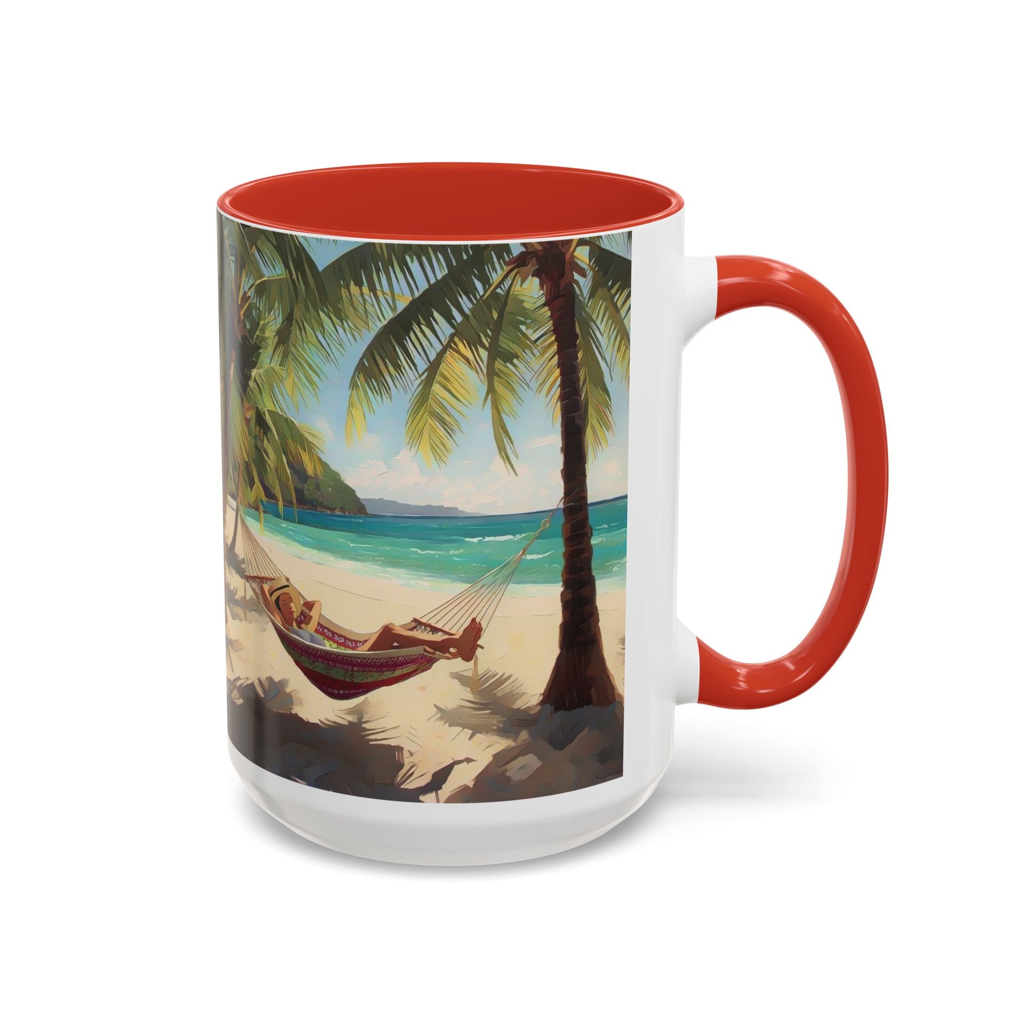 Tropical Beach Palm Trees & Hammock Coffee Mug