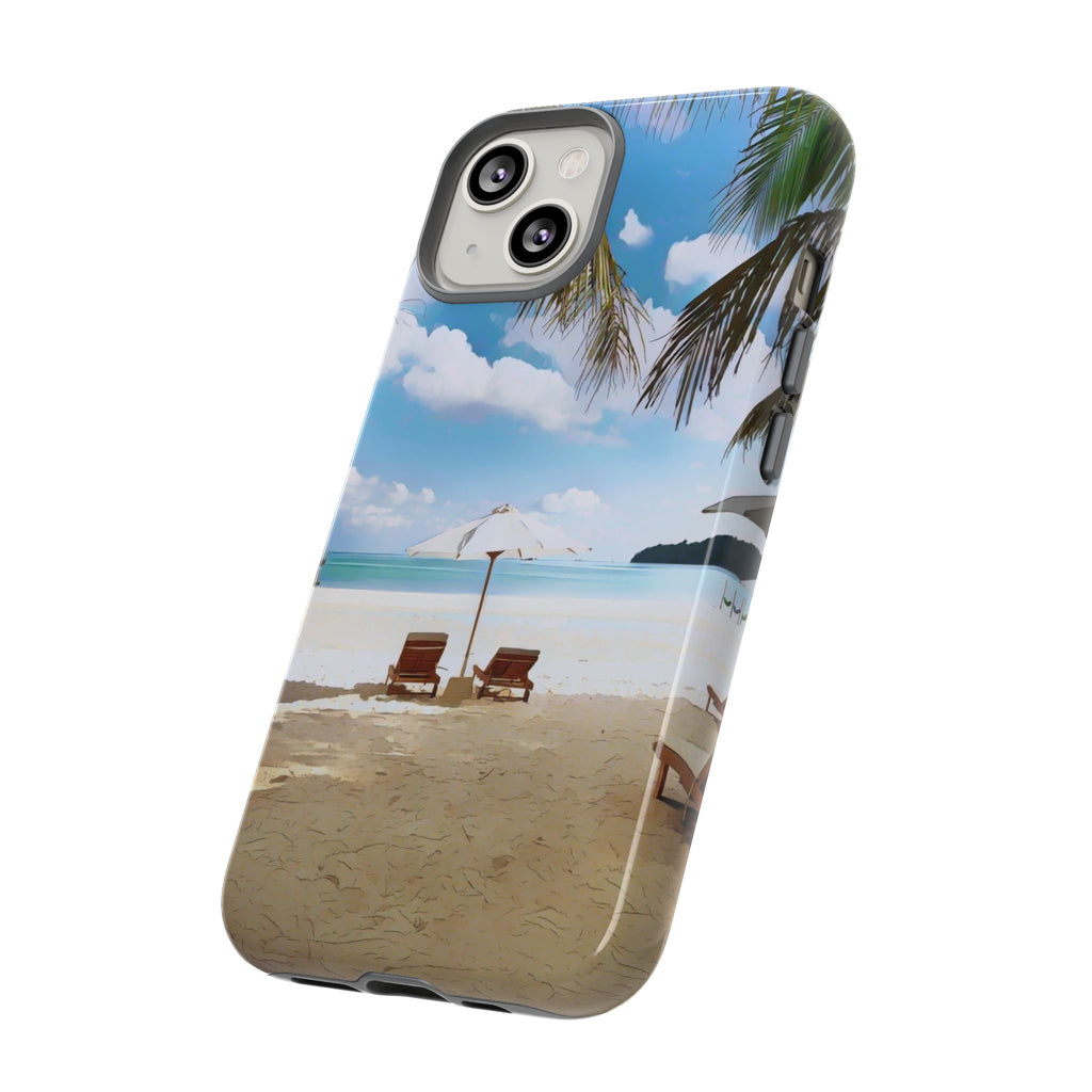Beach Paradise Tropical Palm Beach Scene Tough Phone Case