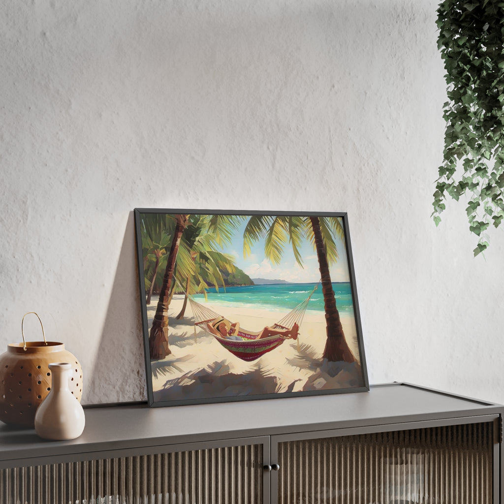 Tropical Beach Hammock Framed Poster