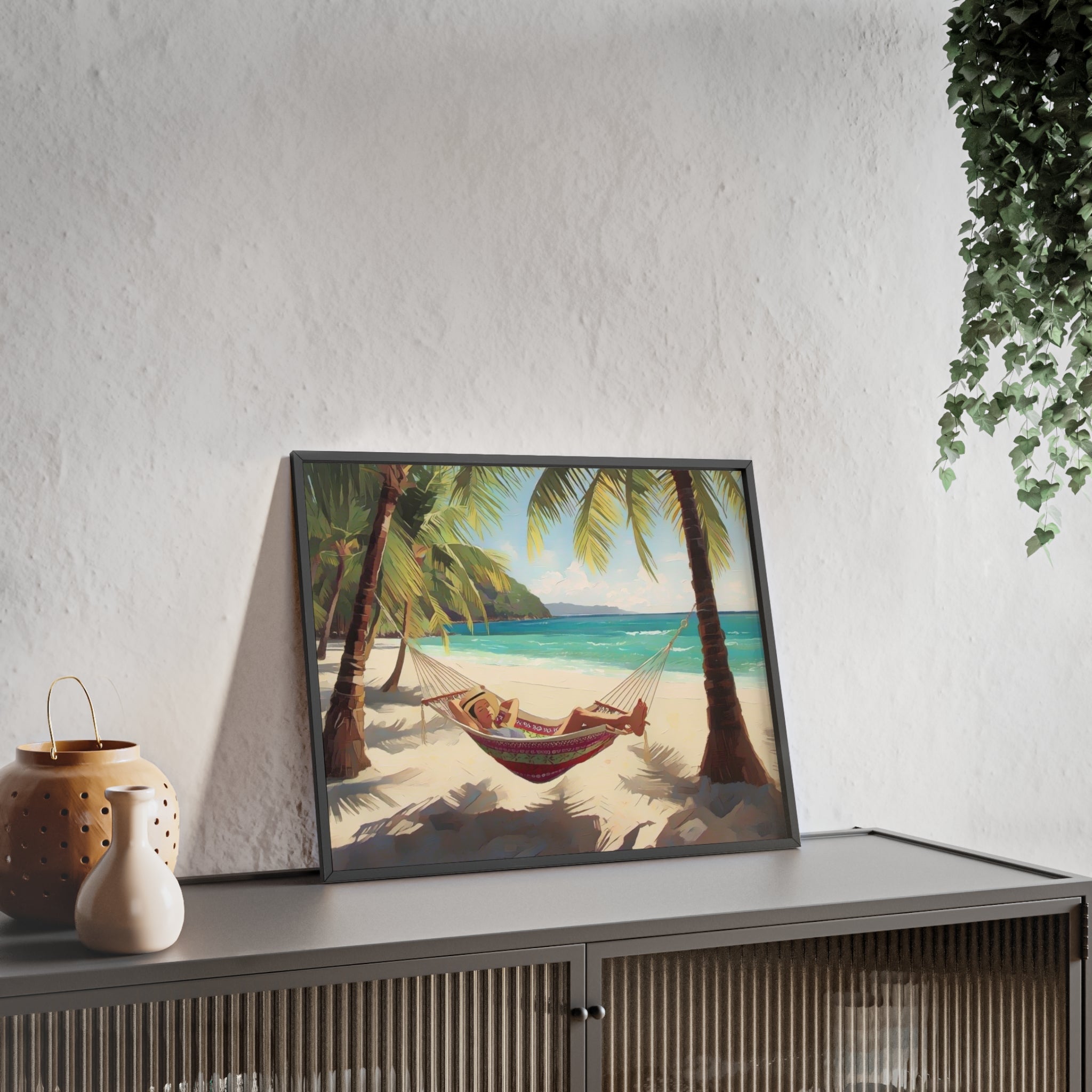 Tropical Beach Hammock Framed Poster