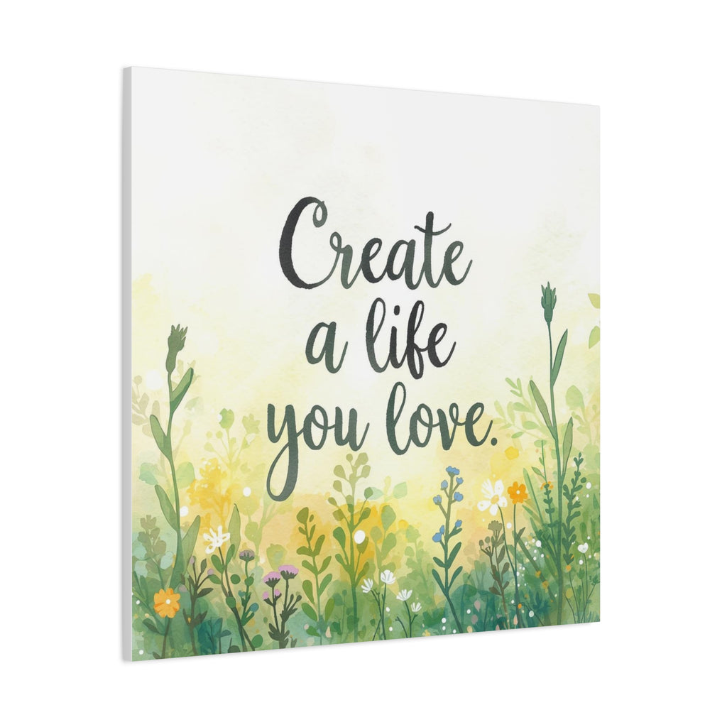 Create a Life You Love Inspirational Floral Matte Canvas Wall Art