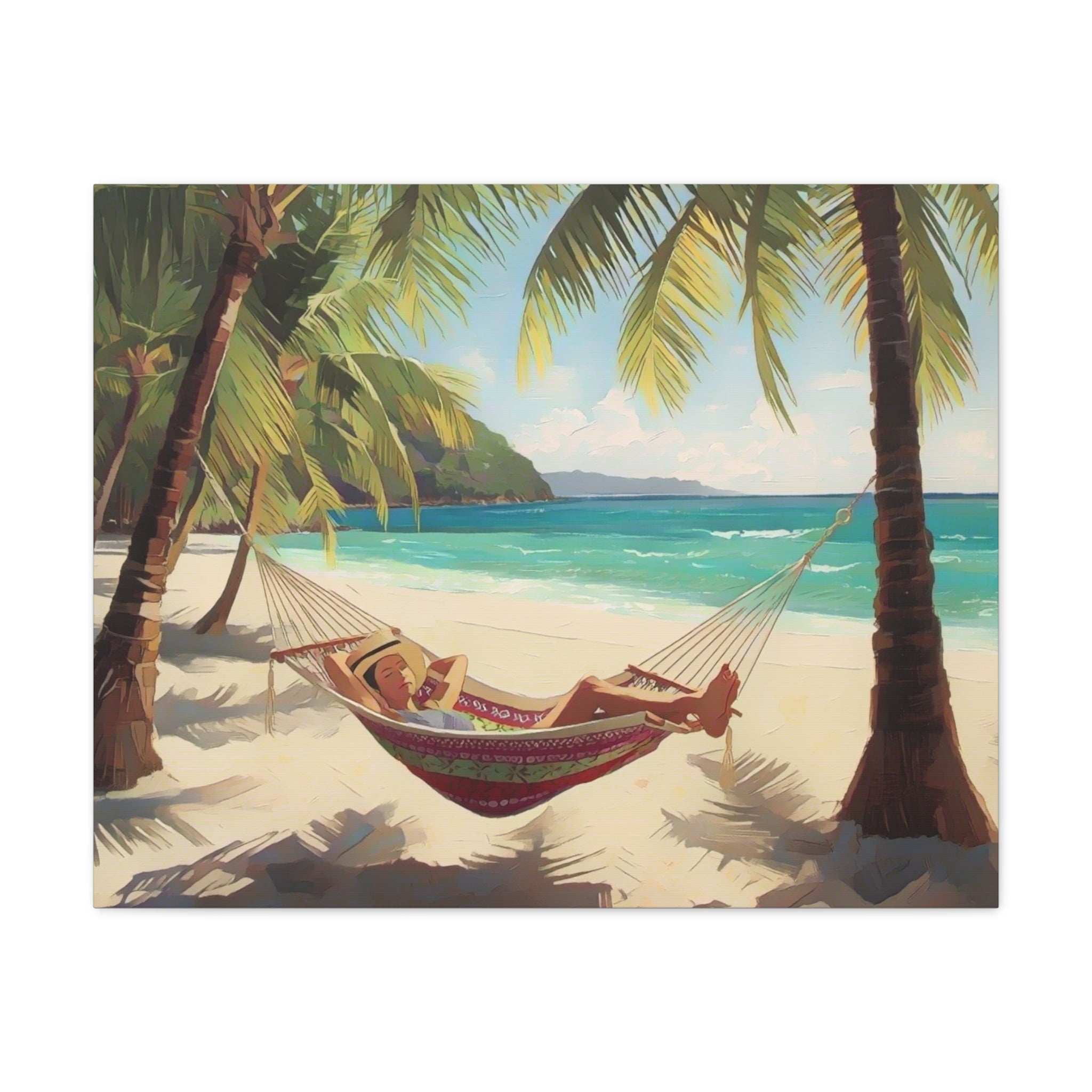 Tropical Beach Hammock Canvas Wall Art