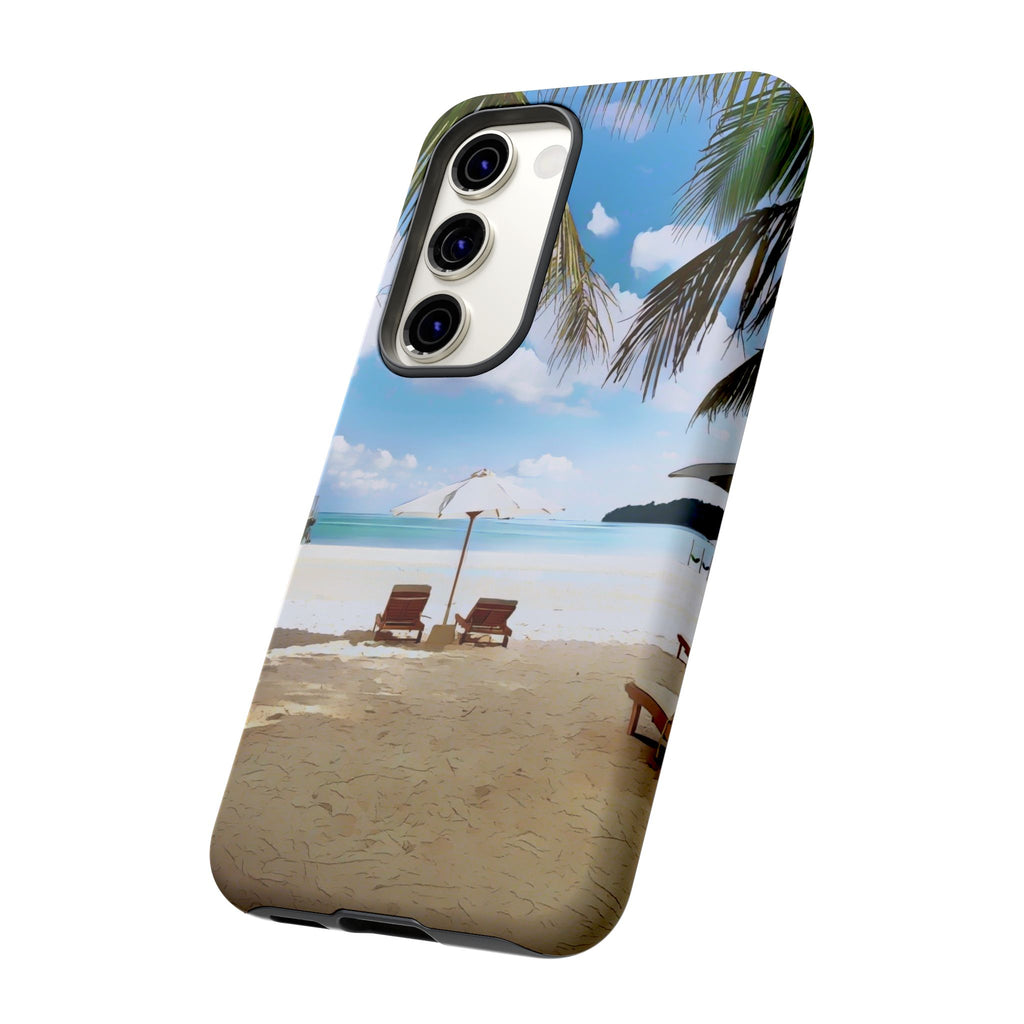 Beach Paradise Tropical Palm Beach Scene Tough Phone Case