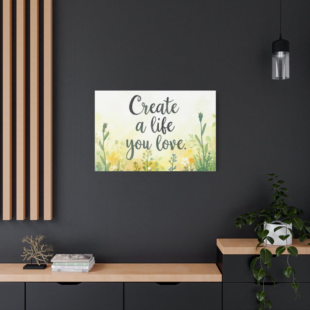Create a Life You Love Inspirational Floral Matte Canvas Wall Art