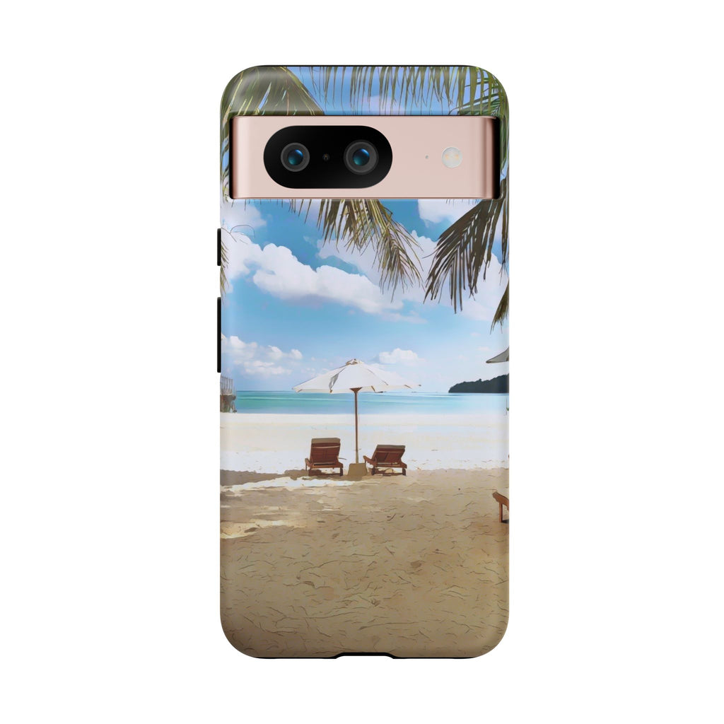 Beach Paradise Tropical Palm Beach Scene Tough Phone Case