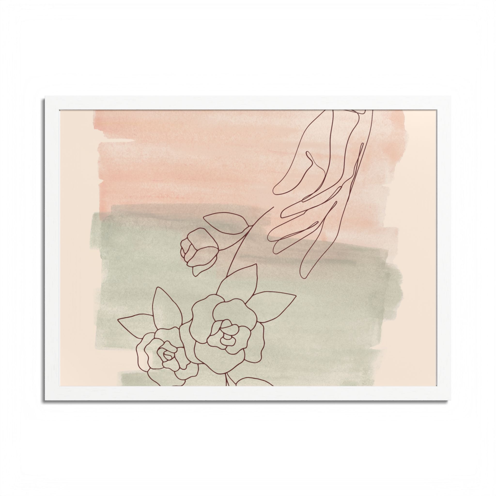 Hand Reaching for Flowers Framed Poster