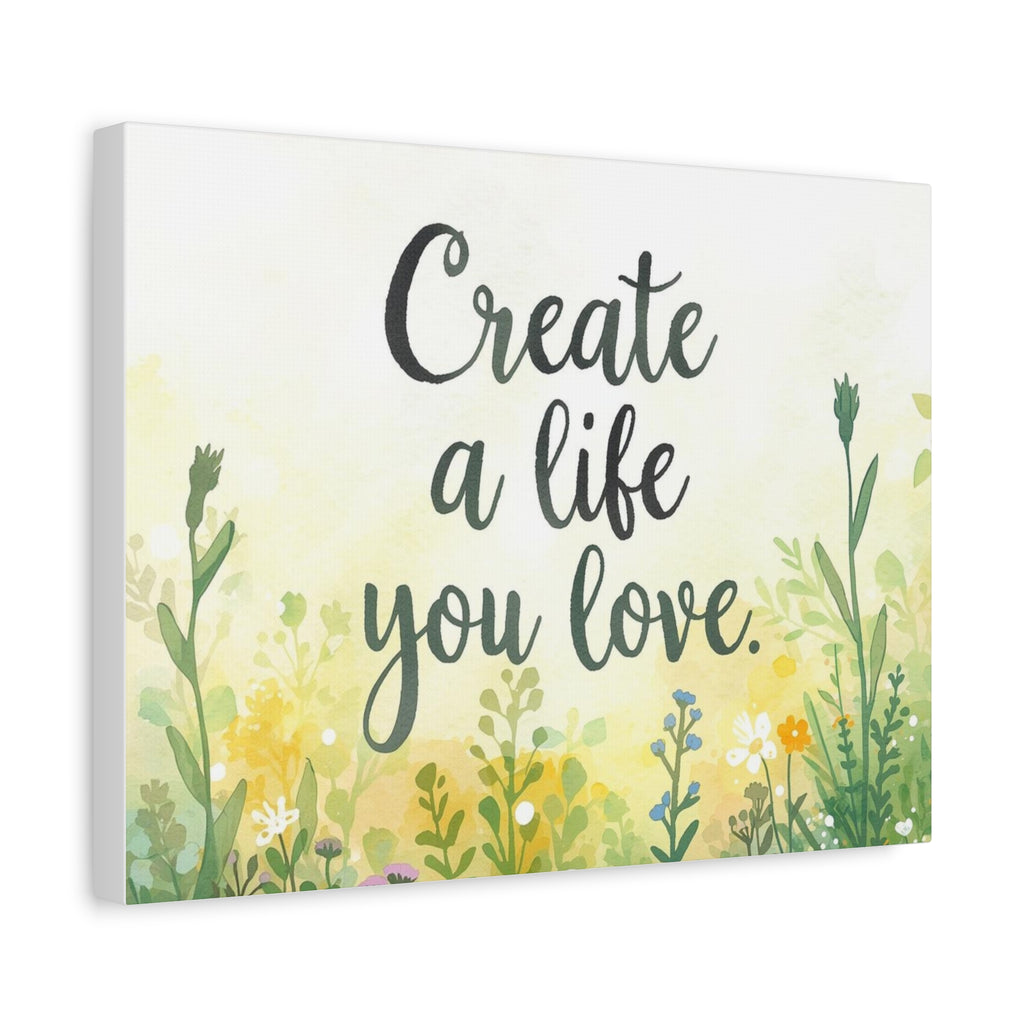 Create a Life You Love Inspirational Floral Matte Canvas Wall Art