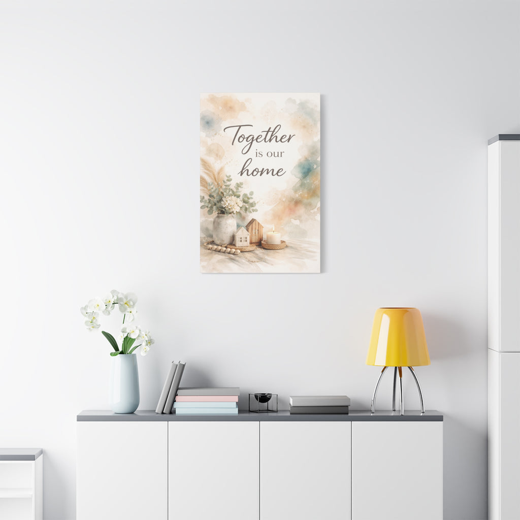 Together Is Our Home Floral Inspirational Decor Canvas Wall Art
