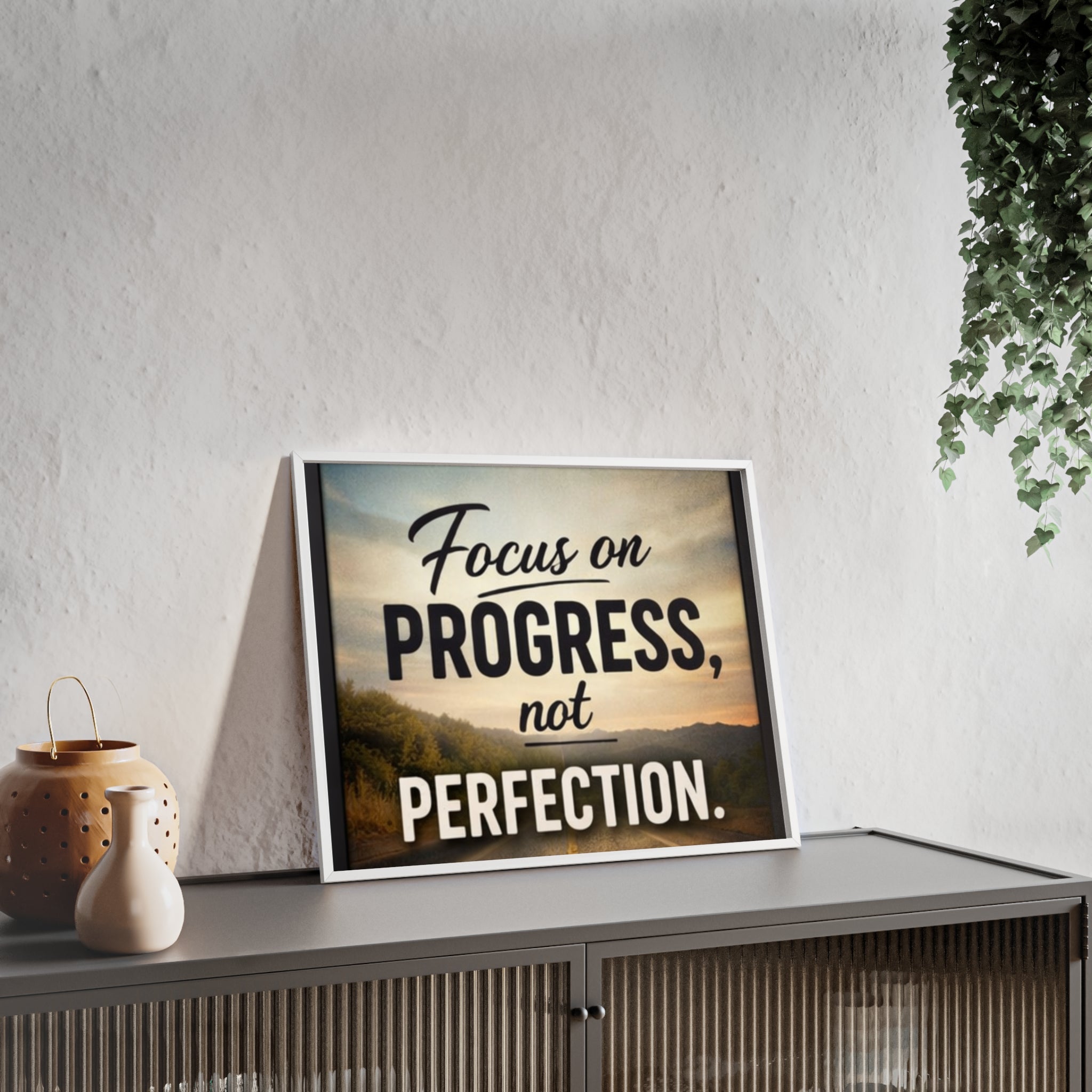 Focus on Progress Not Perfection Framed Poster — Motivational Wall Art