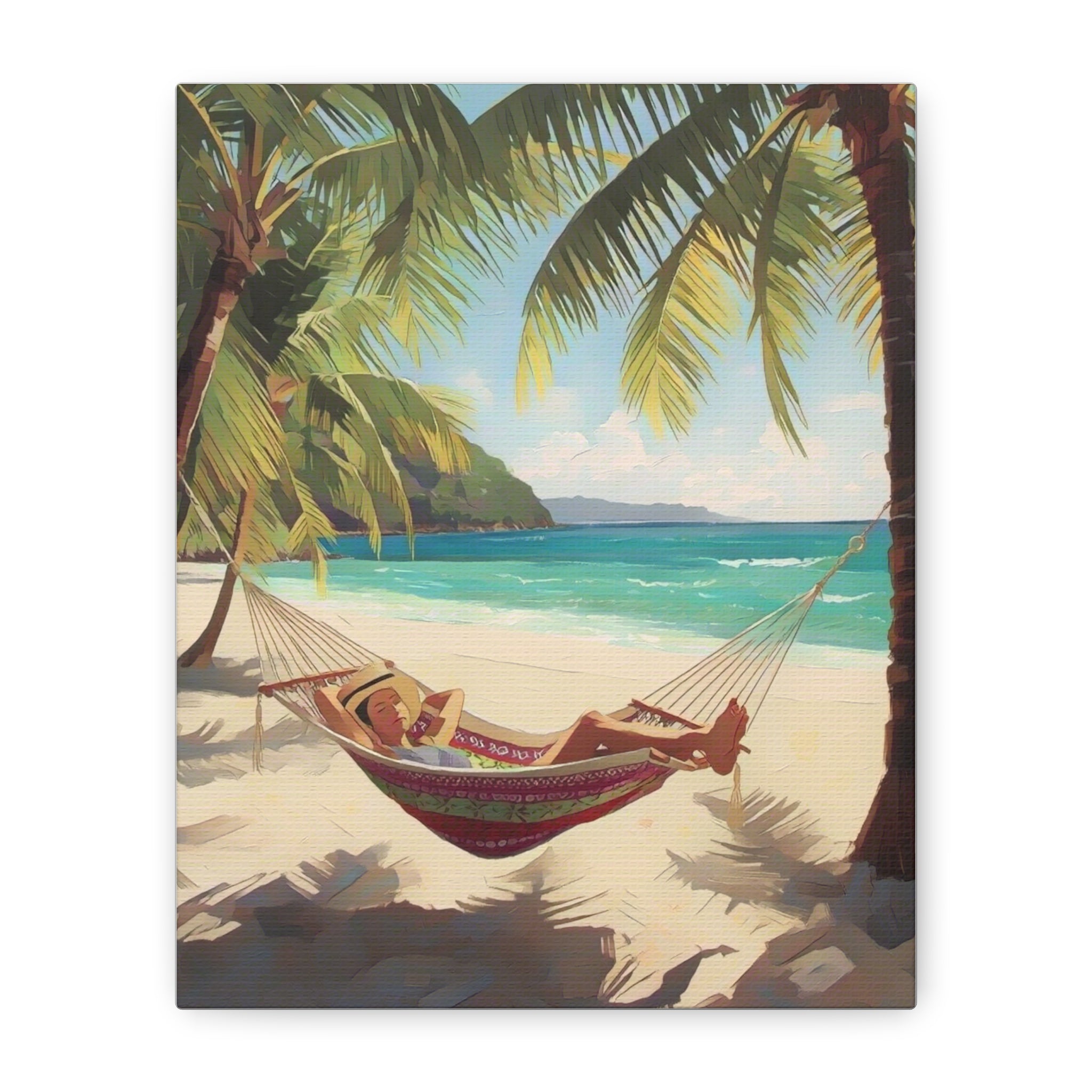 Tropical Beach Hammock Canvas Wall Art