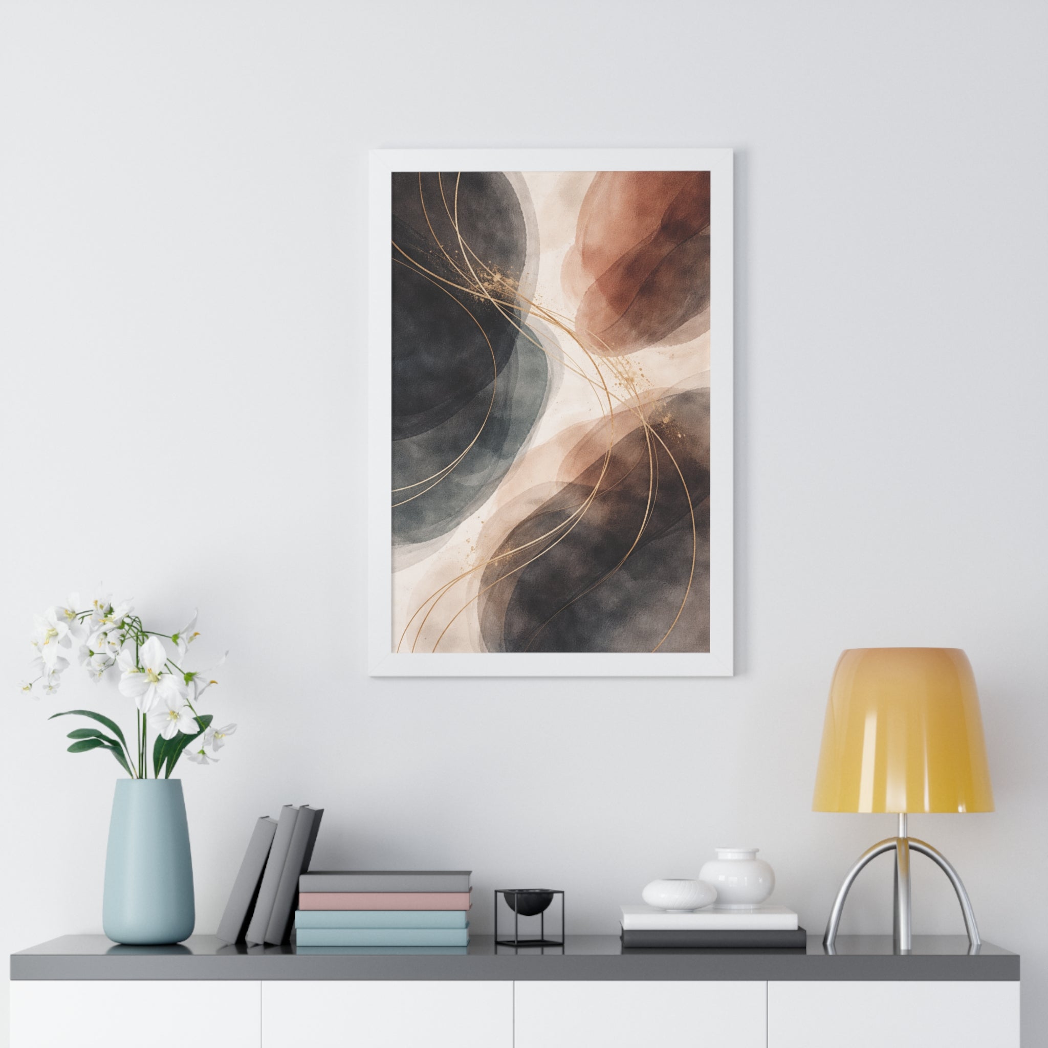 Abstract Earth Tones Framed Poster Modern Organic Wall Art Print
