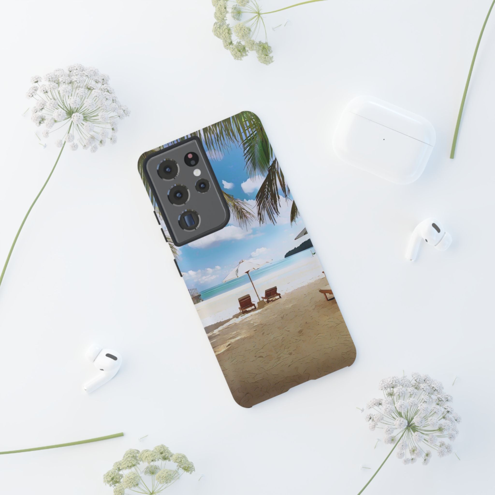 Beach Paradise Tropical Palm Beach Scene Tough Phone Case