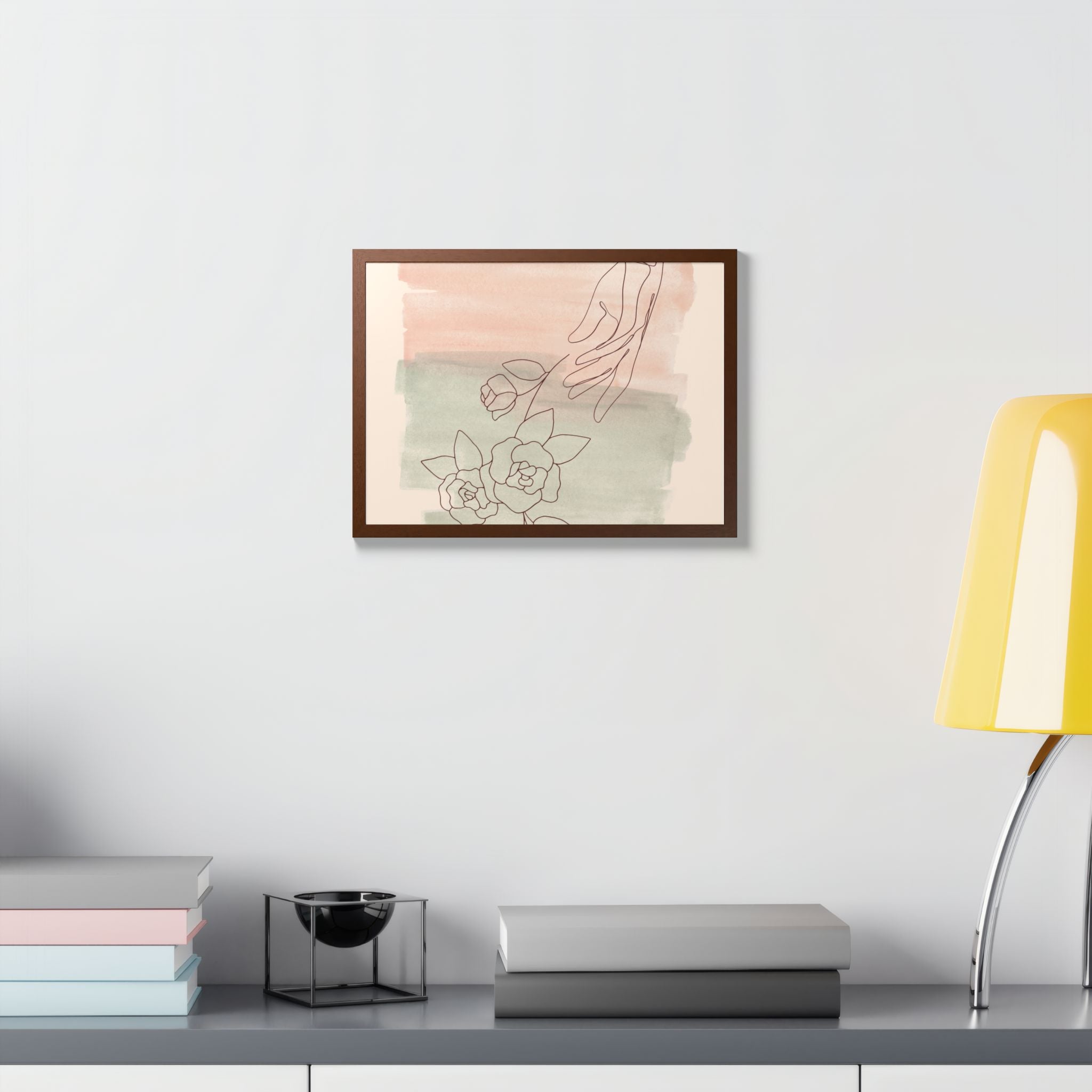 Hand Reaching for Flowers Framed Poster