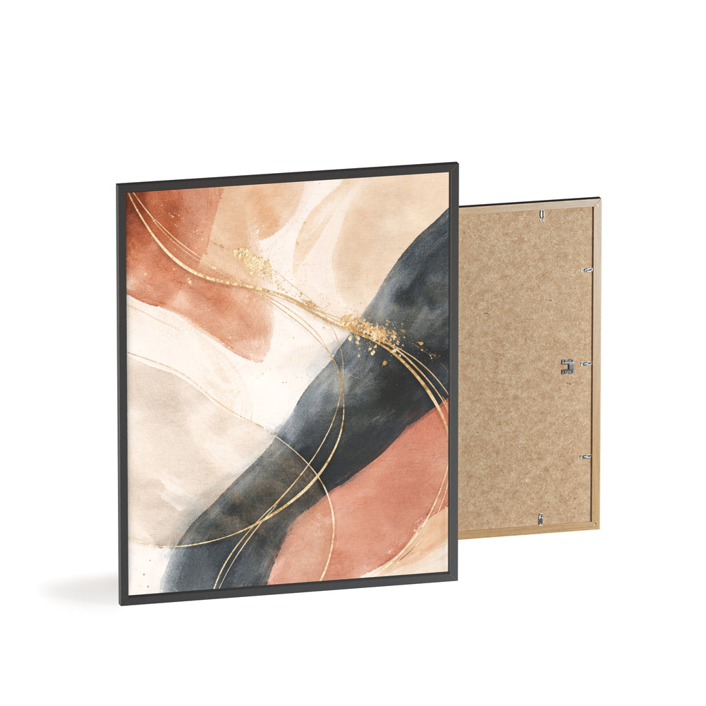 Abstract Gold Arc Framed Poster Modern Watercolor Wall Art