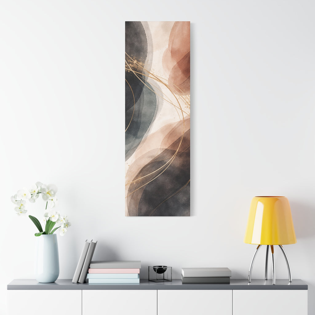 Abstract Earth Tones Matte Canvas Wall Art Modern Gold Line Accent