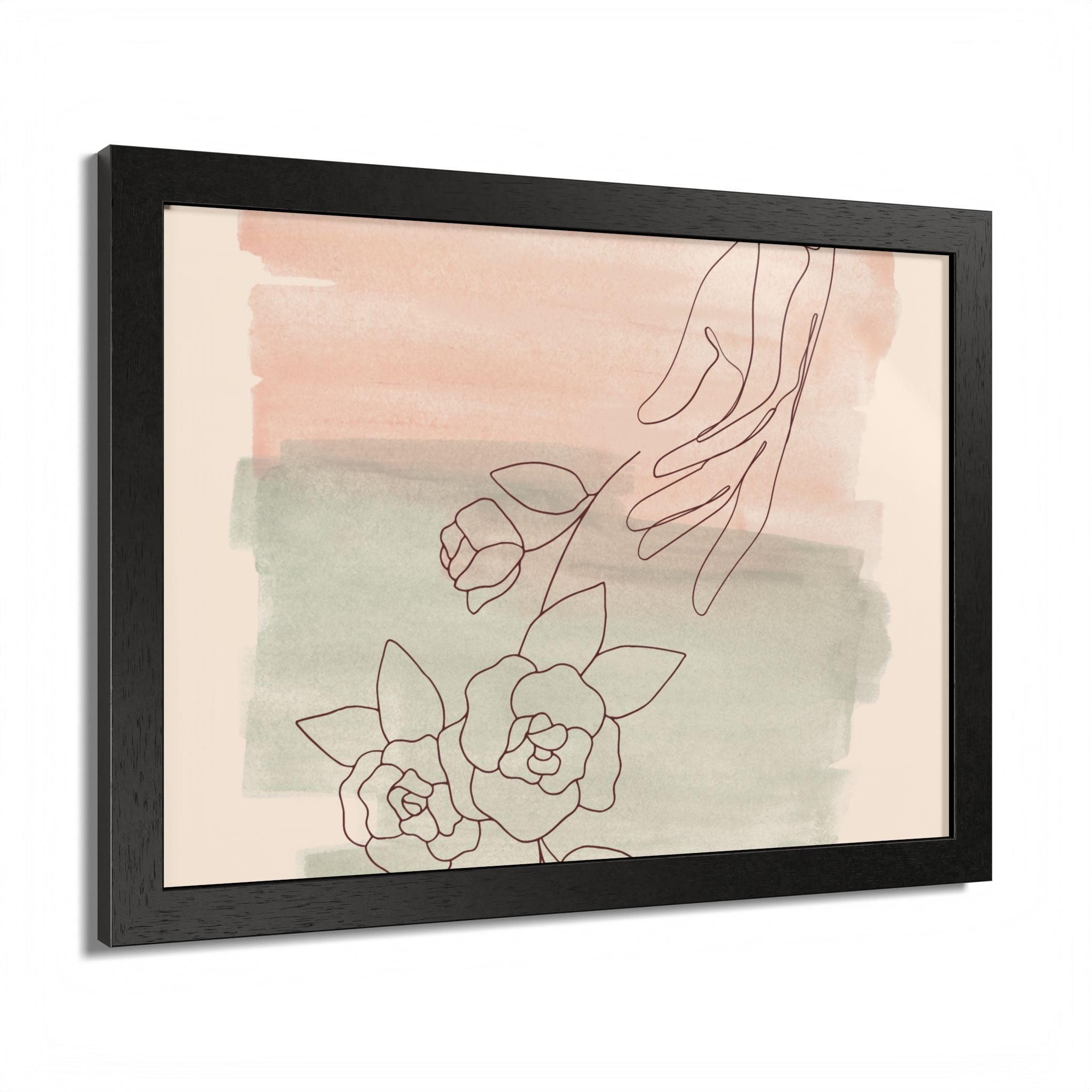 Hand Reaching for Flowers Framed Poster