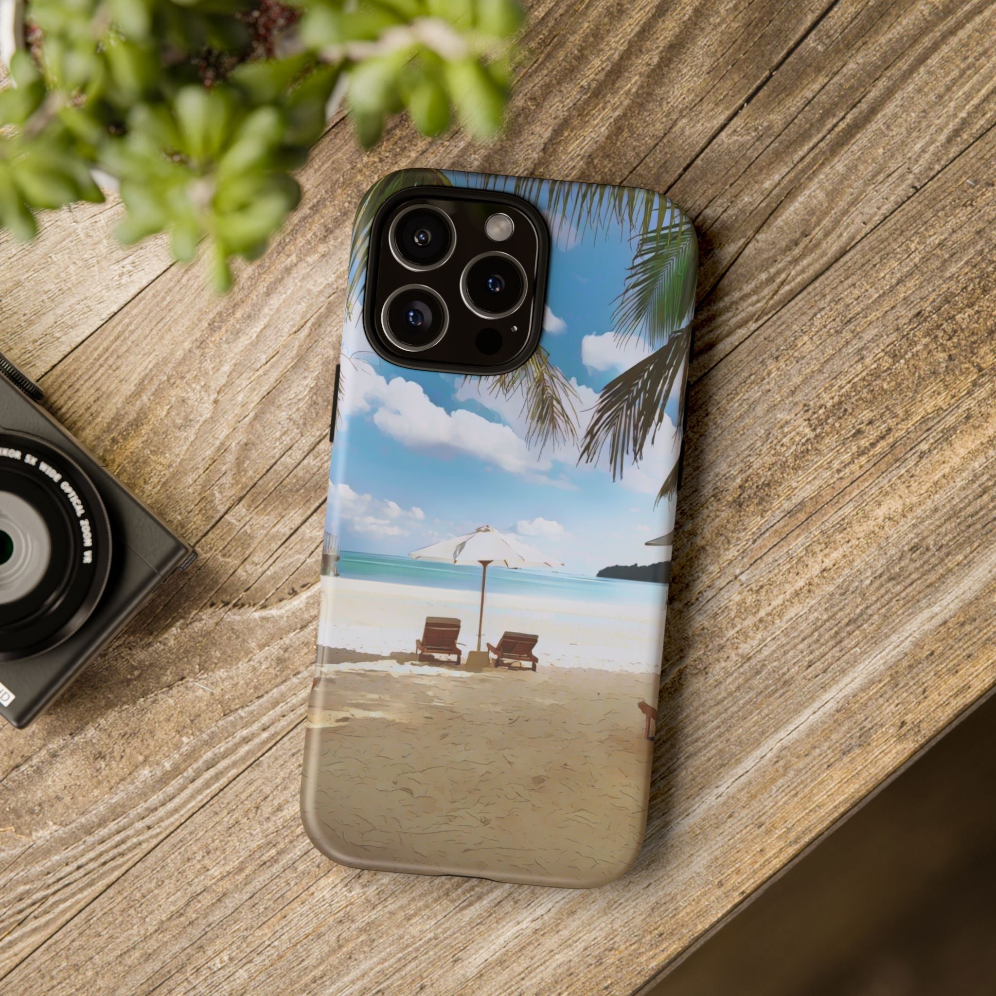 Beach Paradise Tropical Palm Beach Scene Tough Phone Case