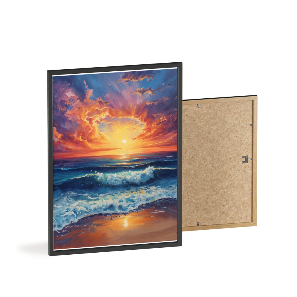 Sunset Ocean Vibrant Seascape Framed Poster