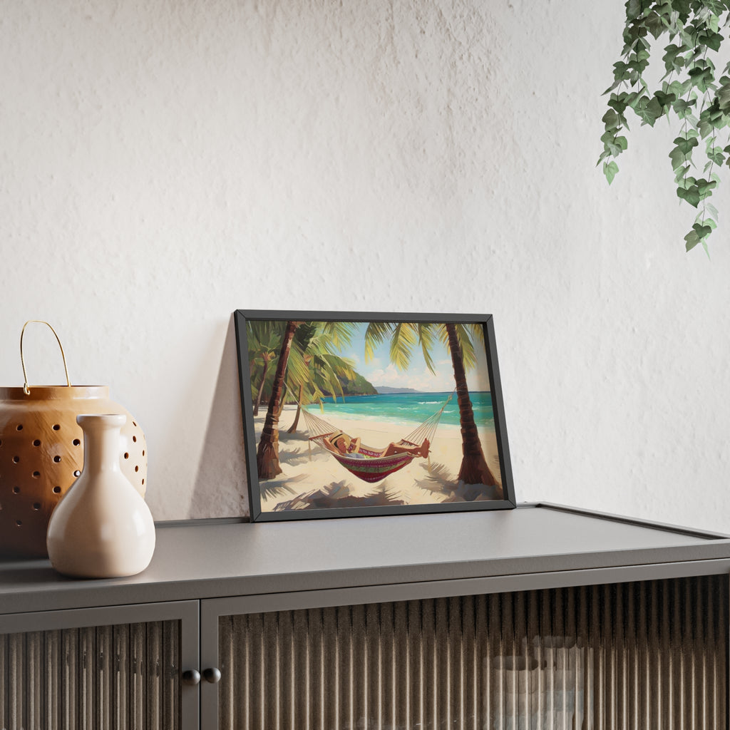 Tropical Beach Hammock Framed Poster