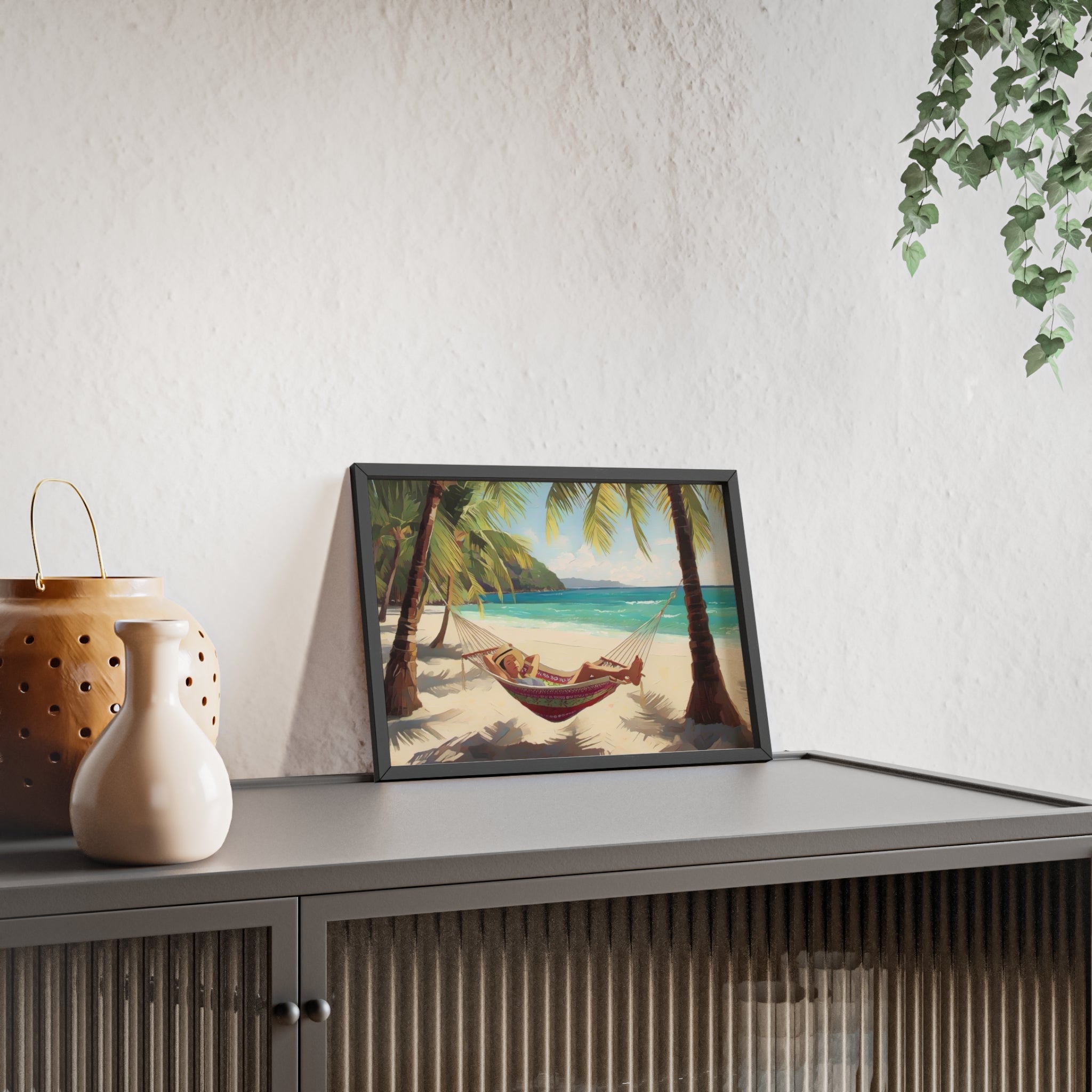 Tropical Beach Hammock Framed Poster