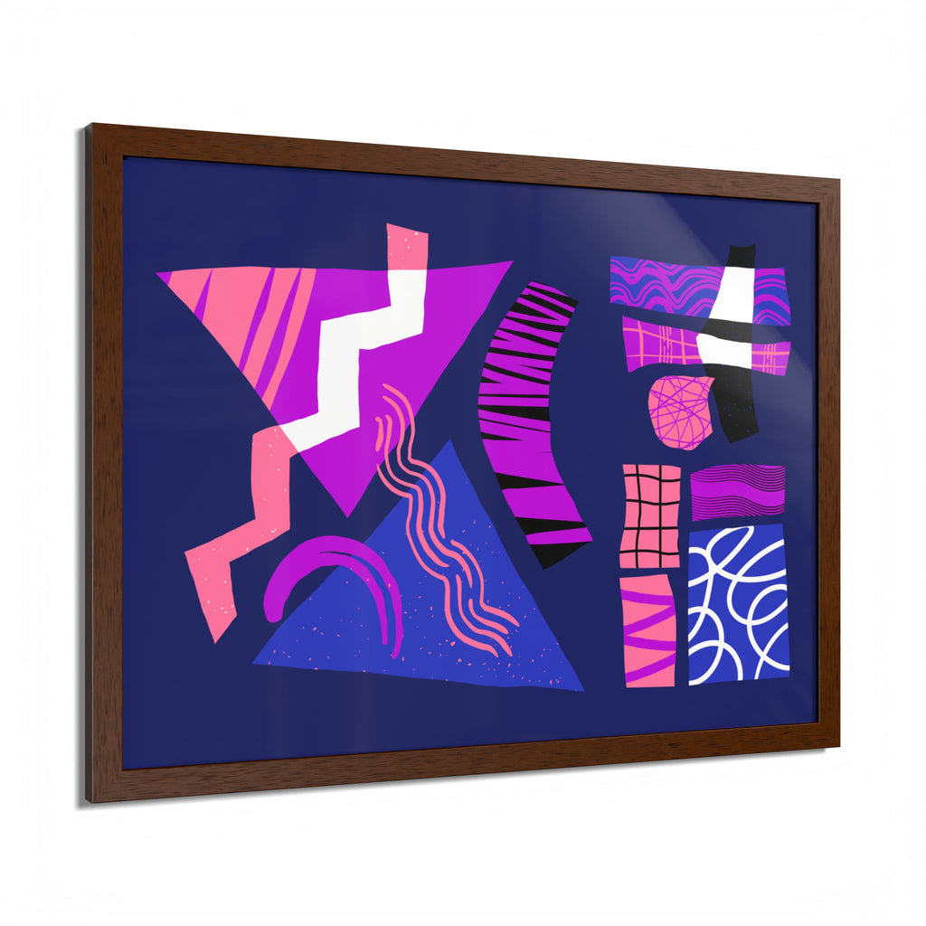 Abstract Geometric Framed Poster — Pink & Purple Modern Wall Art